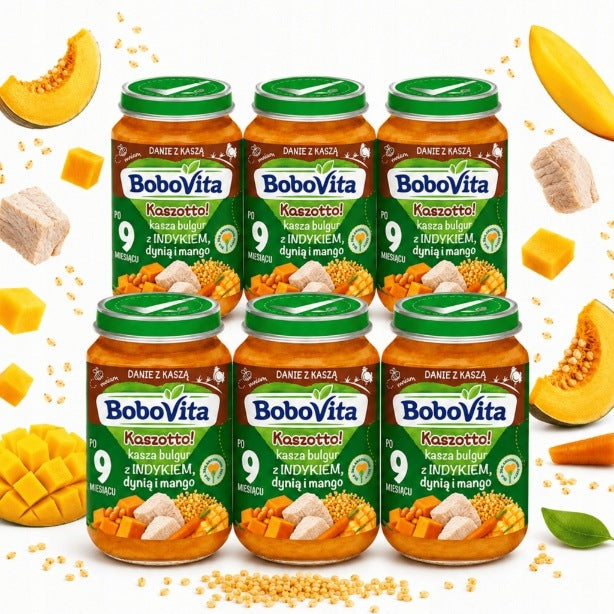 BoboVita lunch Kaszotto bulgur with turkey pumpkin mango after 9. msc 6x190g