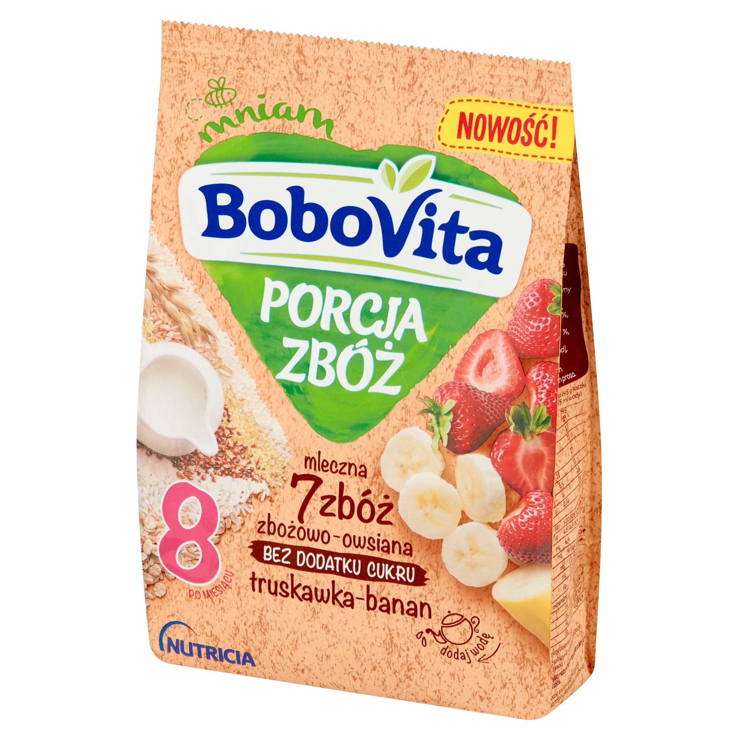 BoboVita milk porridge 7 cereals strawberry banana after 8 months 210g without sugar Packaging status original