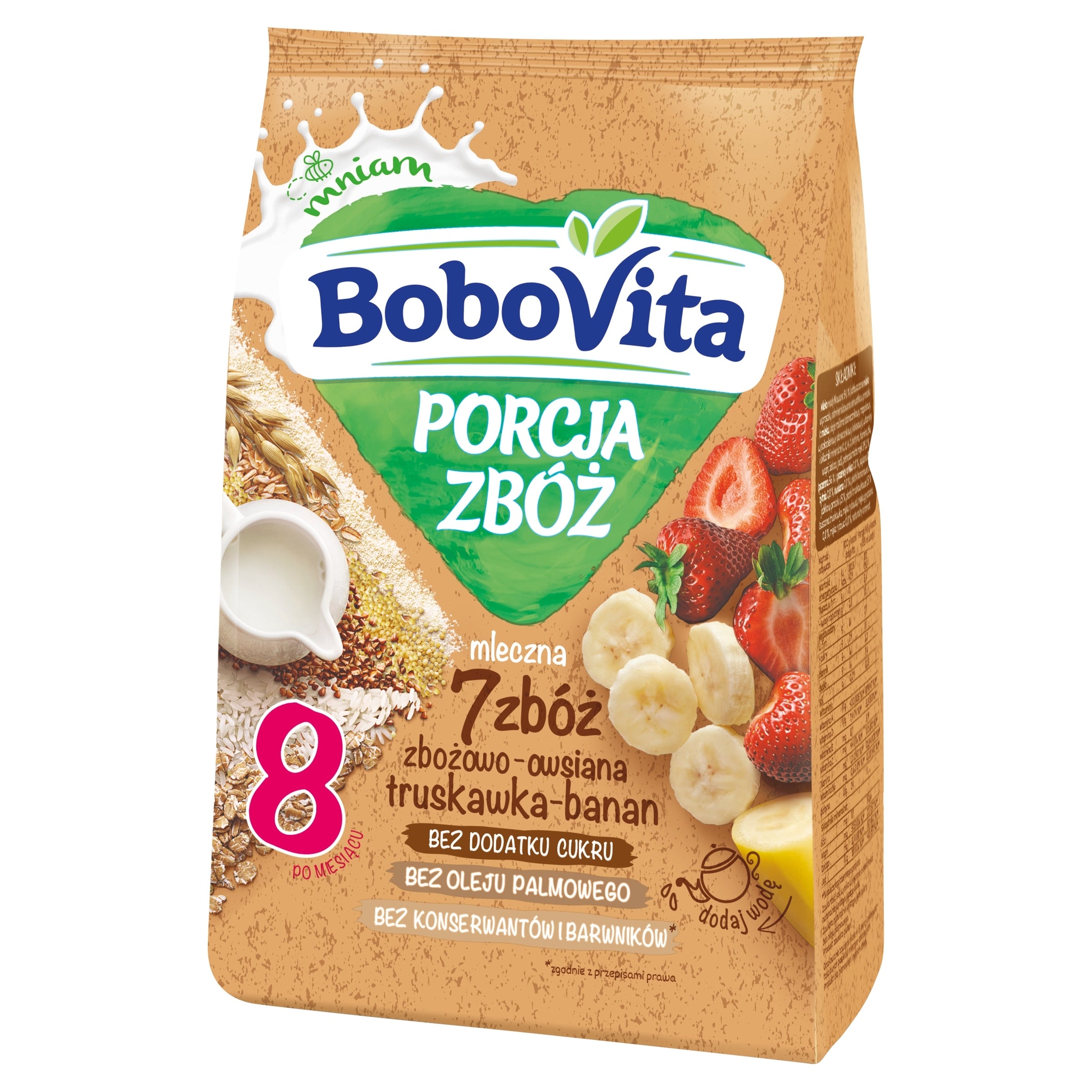 BoboVita milk porridge 7 cereals strawberry banana after 8 months 210g without sugar