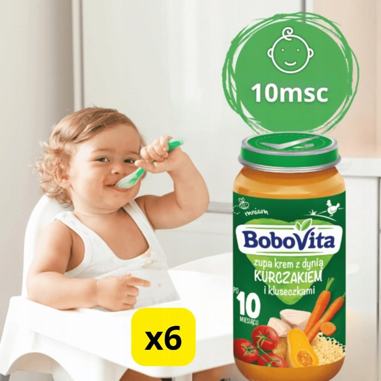 BoboVita soup cream with pumpkin chicken and dumplings after 10 months 6x250g Brand Bobovita