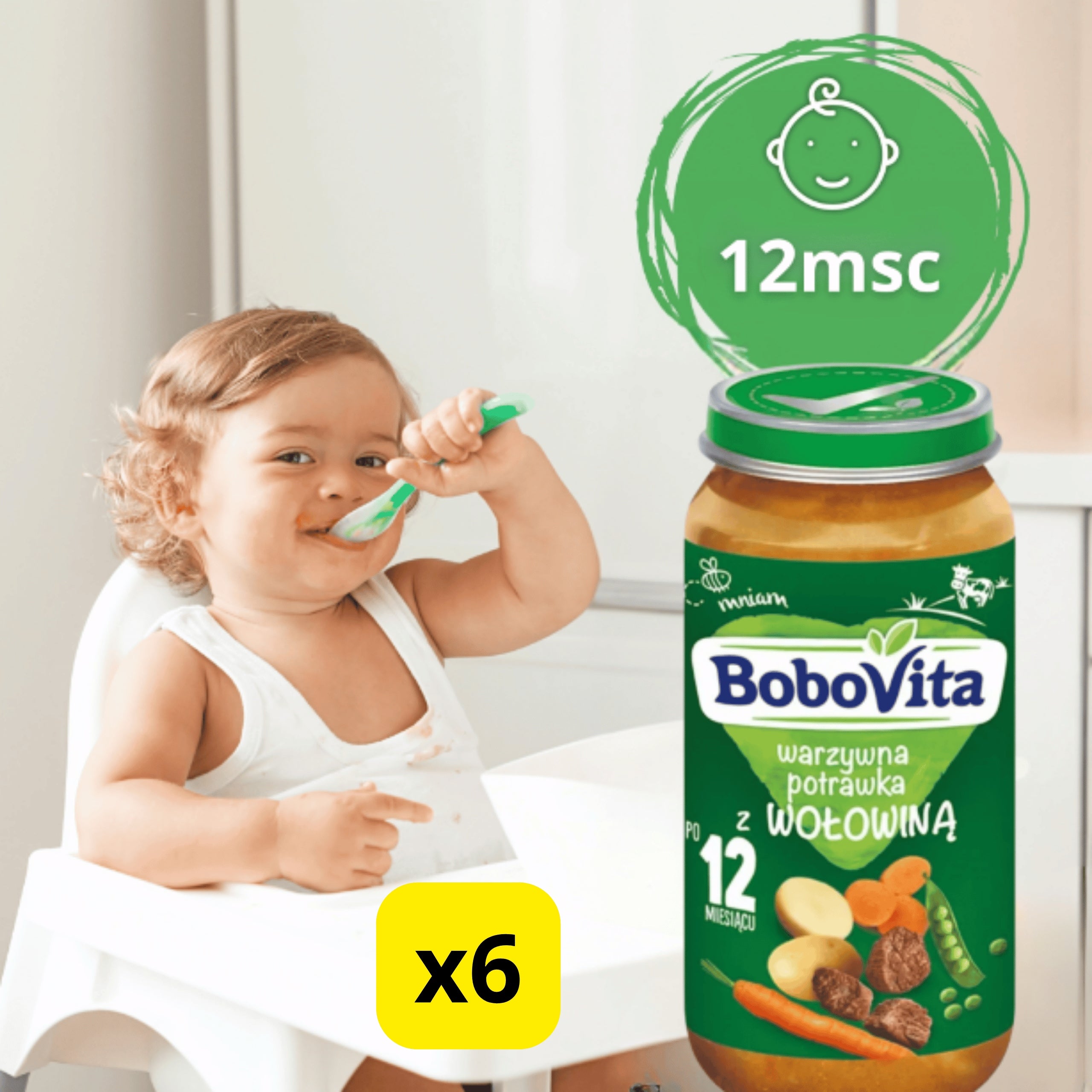 BoboVita vegetable dinner stew with beef after 12 months 6x250g Brand Bobovita