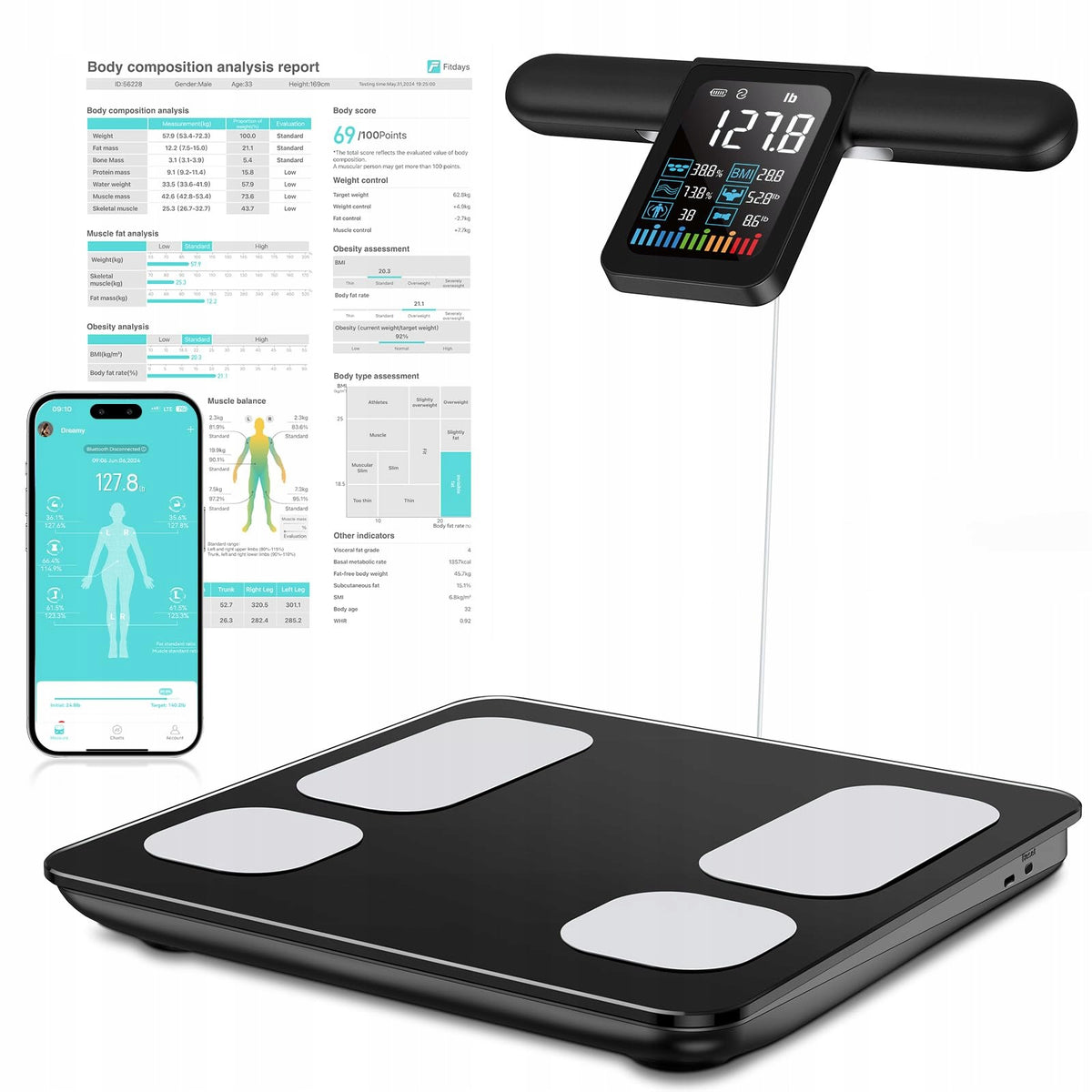 Body Analysis Scale KUAIVO FG2015ULB 180 kg with VA Display