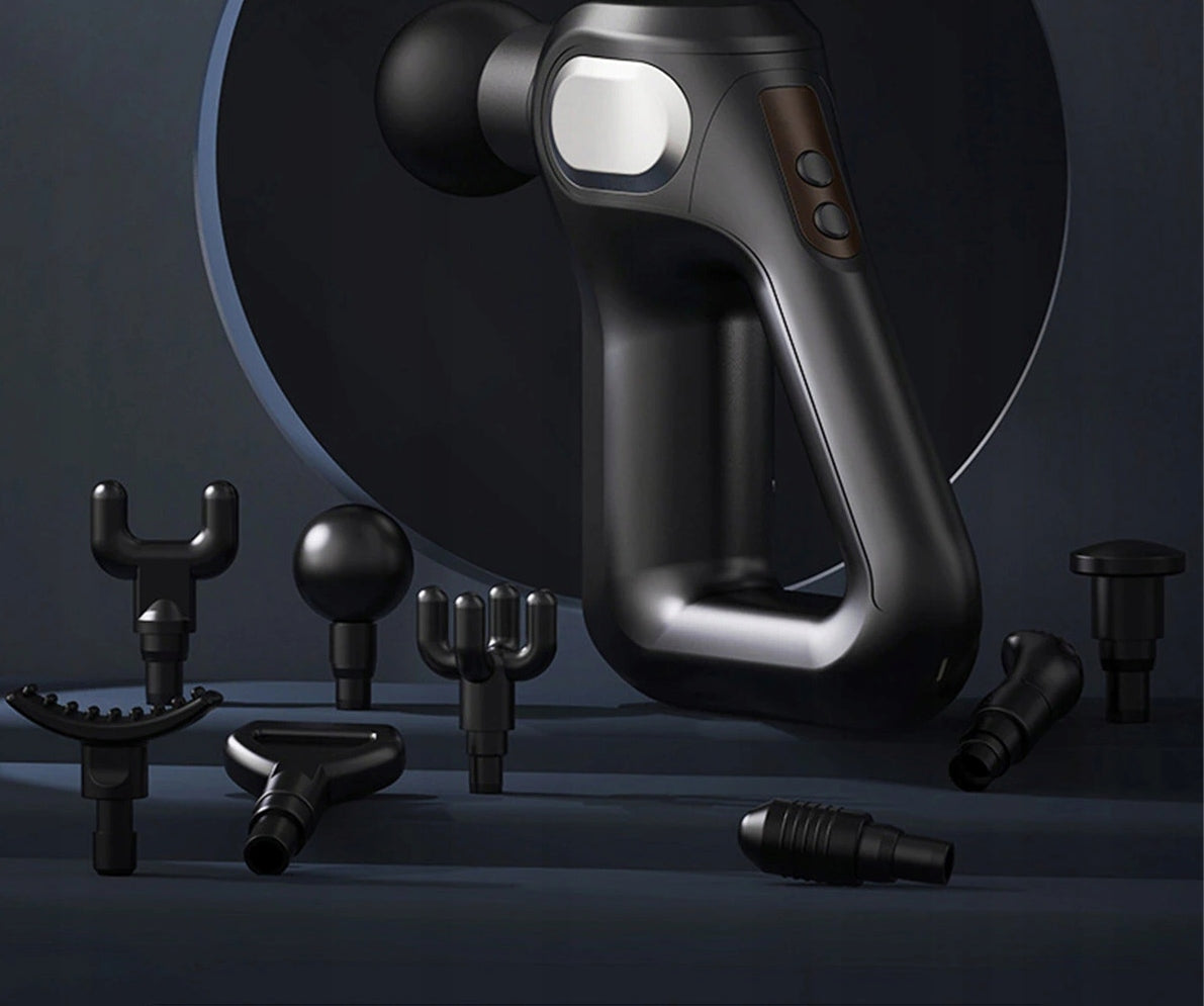 Body Massager Gun 12 Modes Spacious Battery - 8 Tips - Black Packaging status original