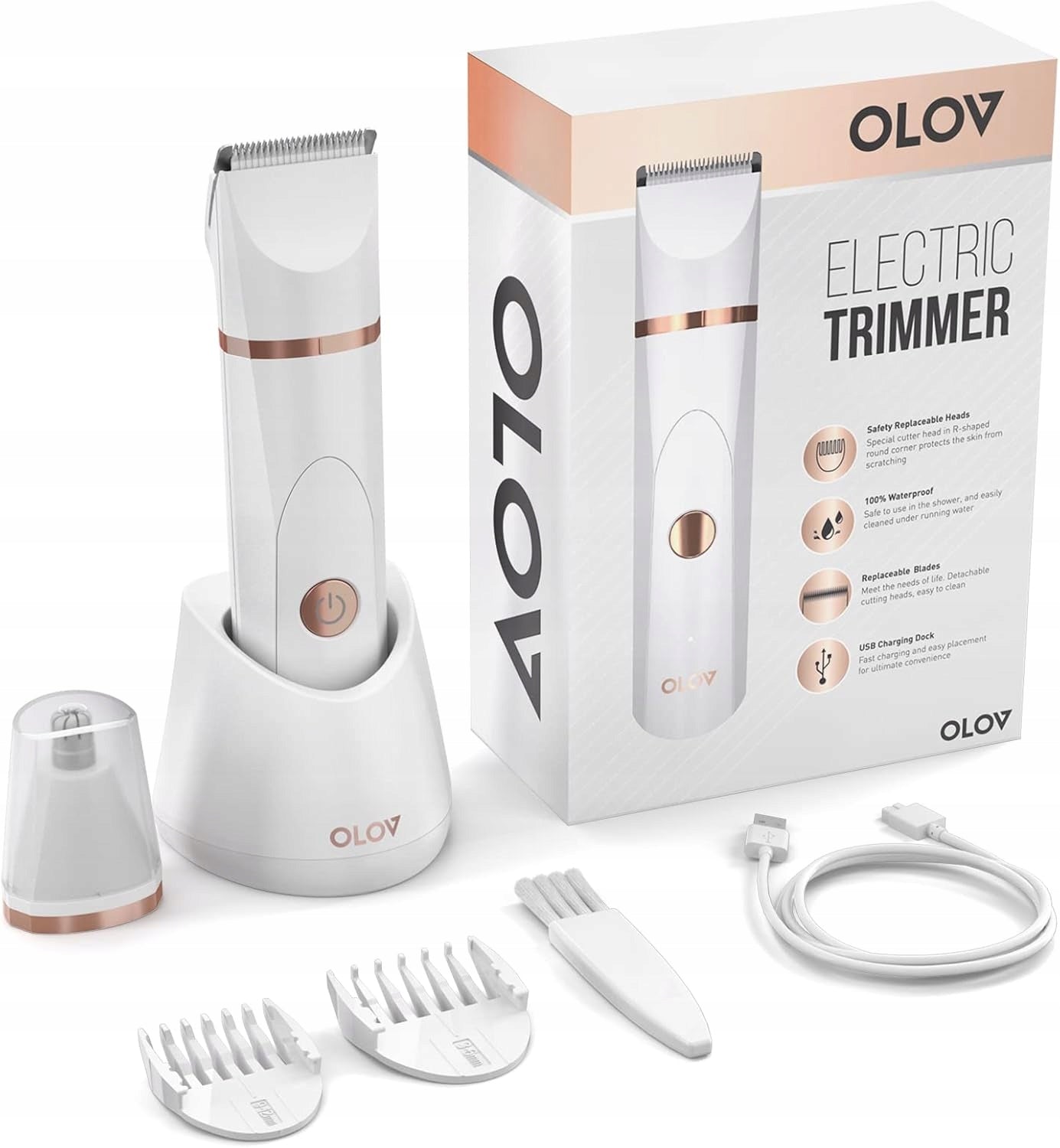 Body Trimmer Waterproof Ceramic Blades Charging Station IPX7
