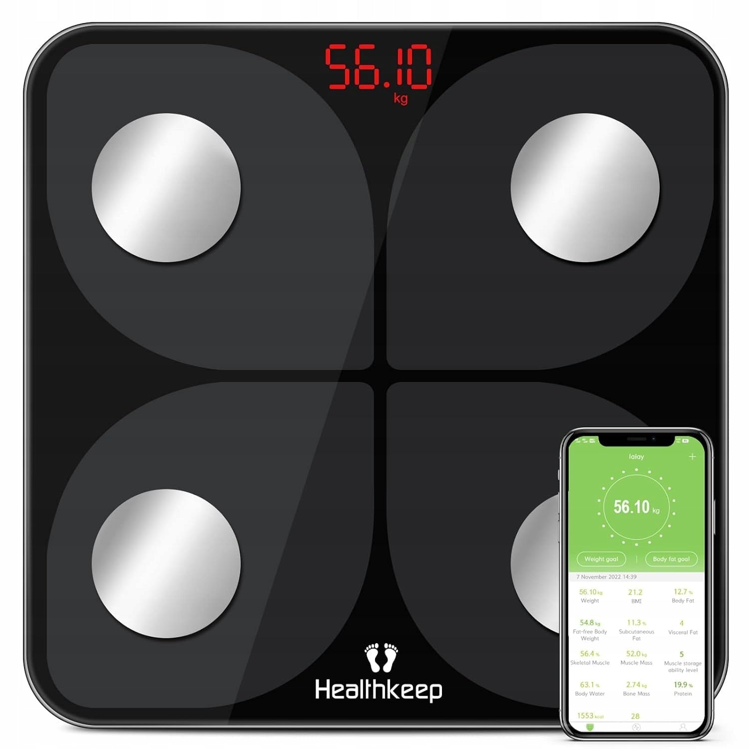 Body fat scale, BMI, personal scale with application