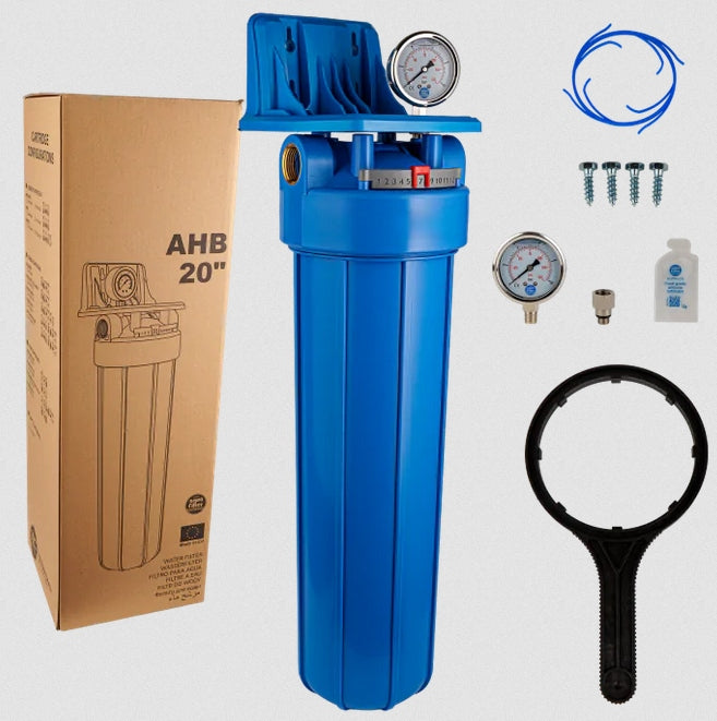 Body housing filter Big Blue 20" BB inches with pressure gauge thread 1" "AQUAfilter Packaging status original