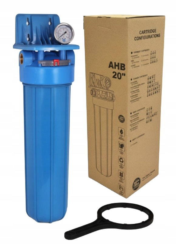Body housing filter Big Blue 20" BB inches with pressure gauge thread 1" "AQUAfilter