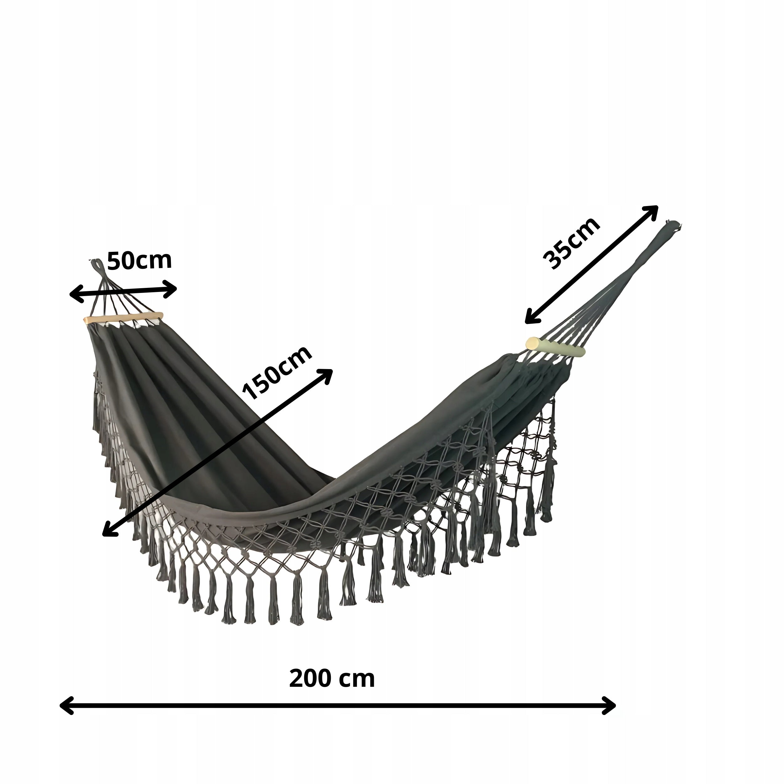 Boho Garden Hammock Black with Tassels Decorative 200x150 Large Strong DH02 Manufacturer no brand