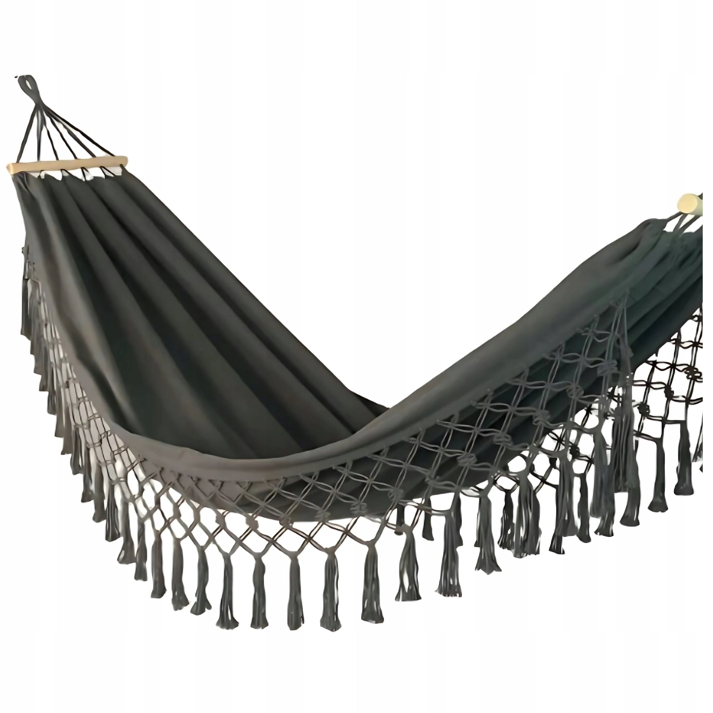 Boho Garden Hammock Black with Tassels Decorative 200x150 Large Strong DH02 Packaging status original