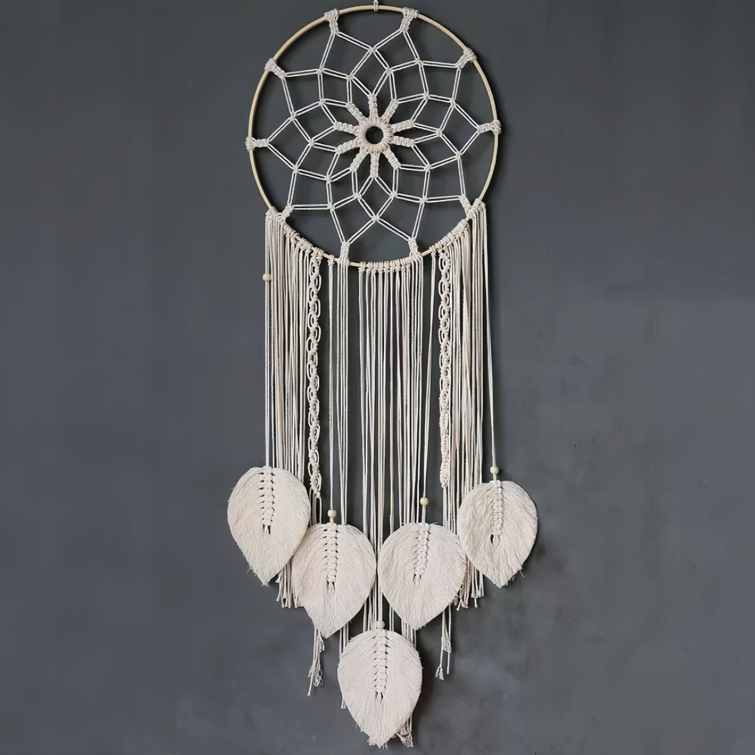 Boho Wall Macrame Dreamcatcher, Decorative Rope Leaves Wall Hanging Product height 90 cm