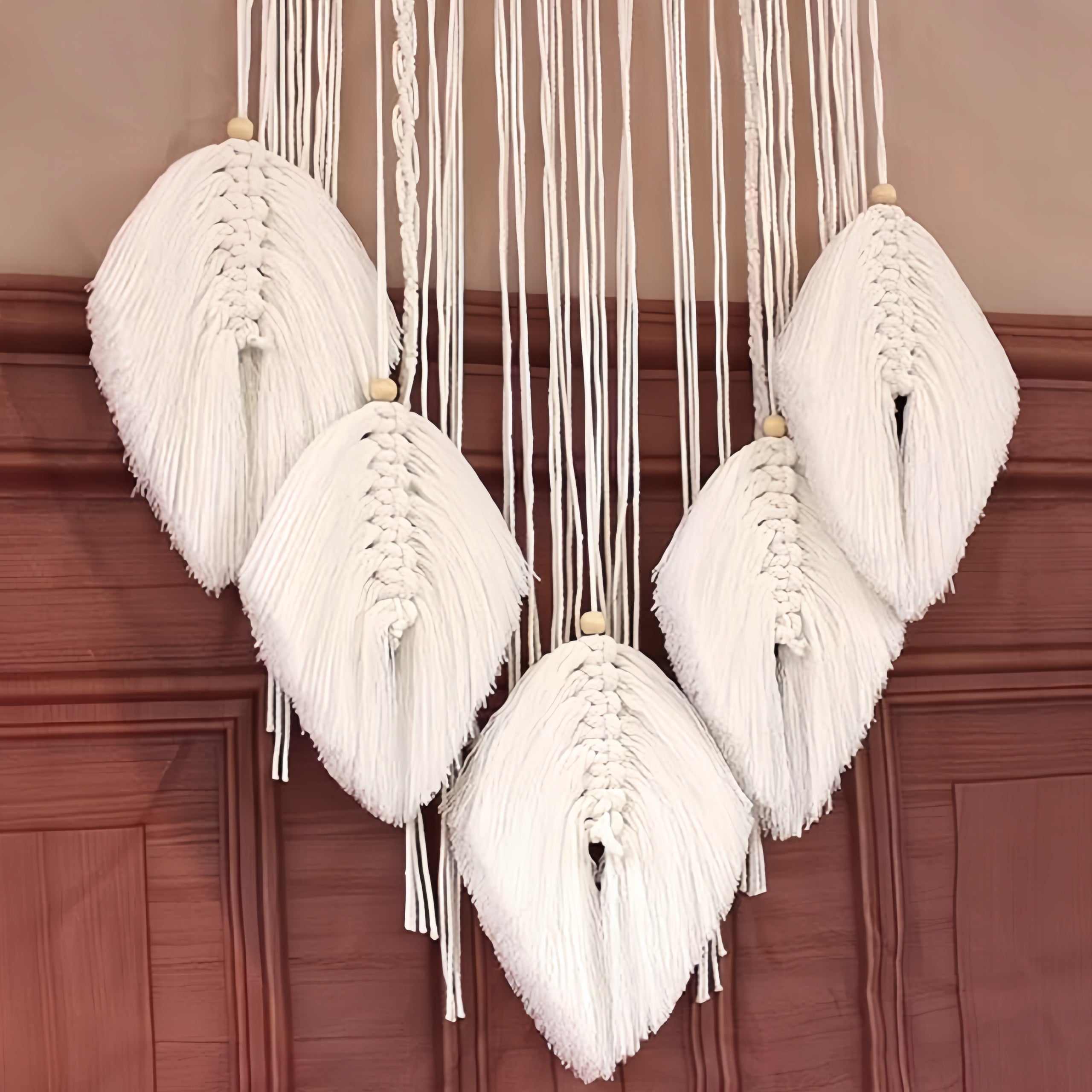 Boho Wall Macrame Dreamcatcher, Decorative Rope Leaves Wall Hanging Type ornament