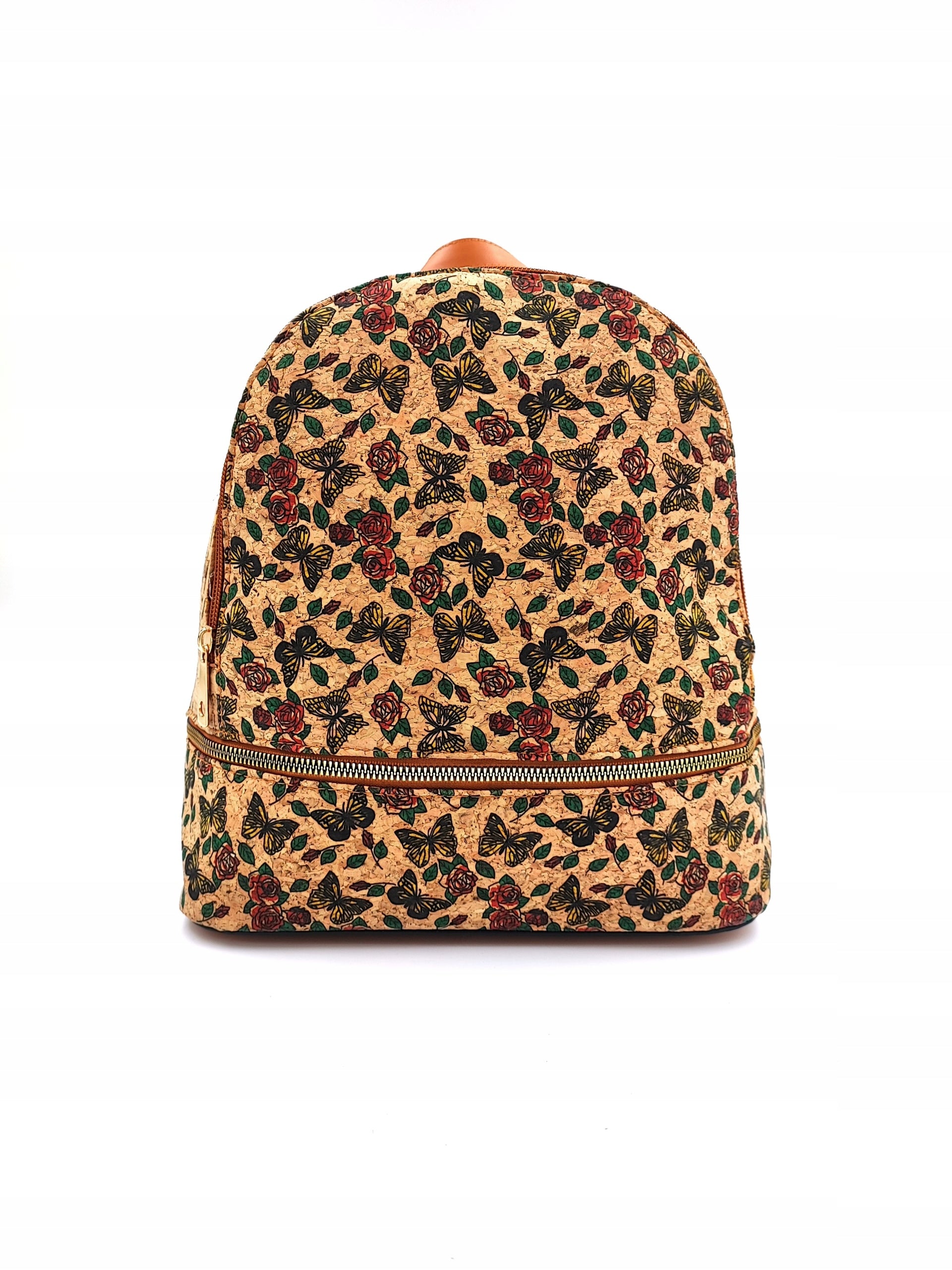 Boho backpack with natural cork and decorative zipper Packaging status original