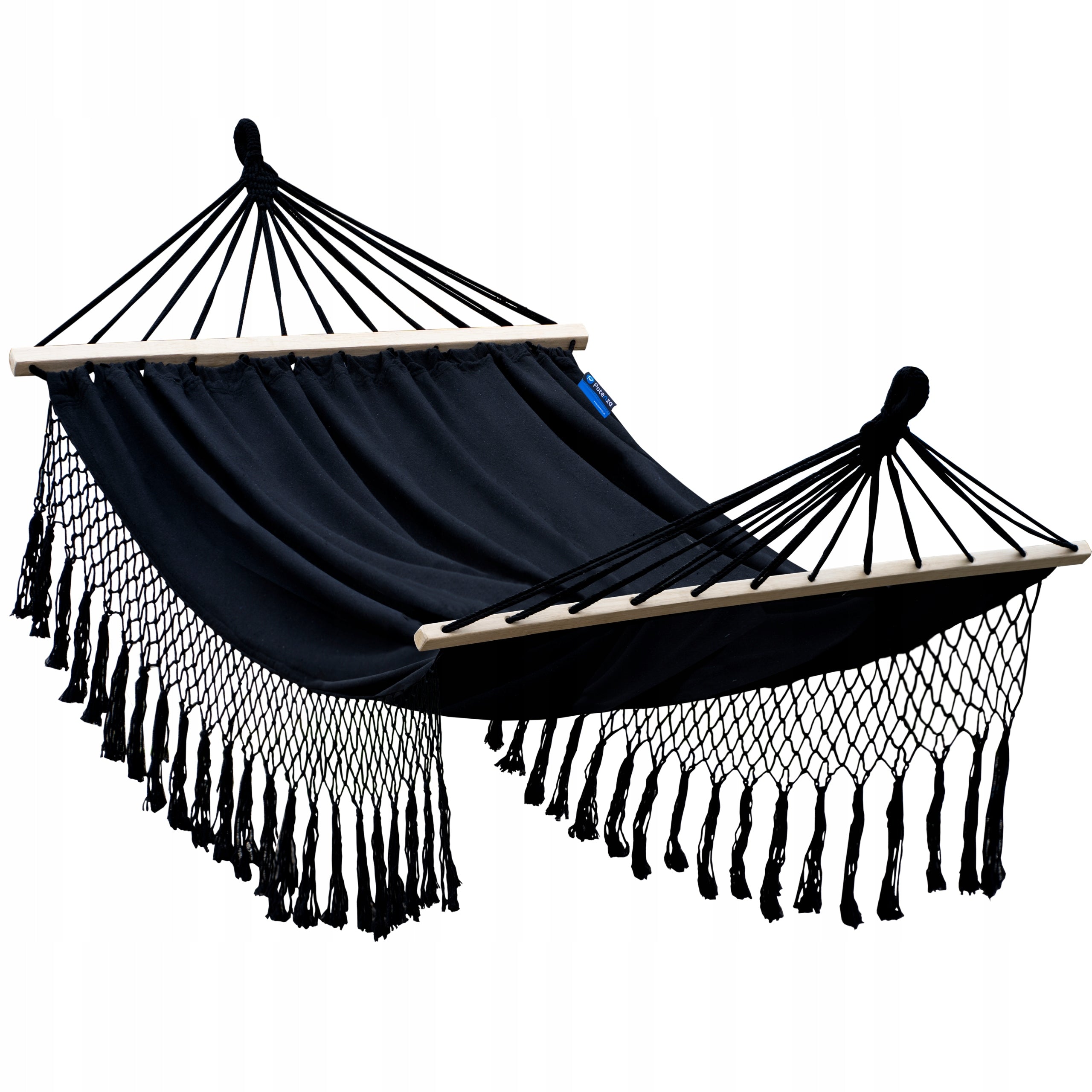Boho garden hammock with fringes SANTIA double with crossbars POTENZA Kind hammock with rod