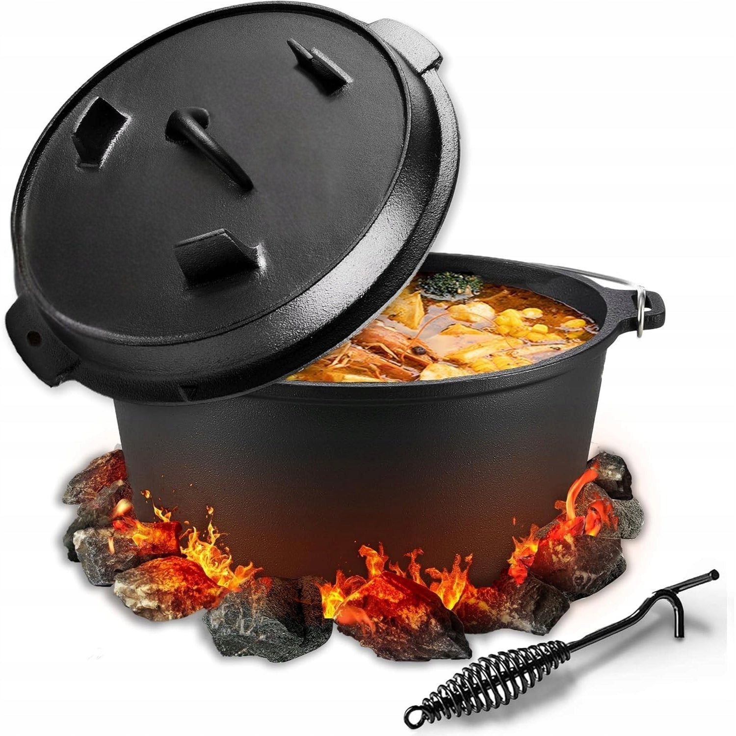 Boiler Cast Iron Pot For Hunting Fireplace 3in1 Pan Grill PREMIUM 4L