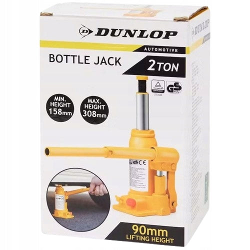 Bollard jack bottle jack for garage Dunlop - 2 tons Lifting capacity yellow