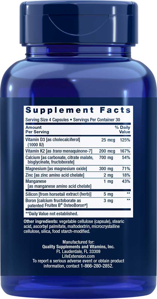 Bone Restore with Vitamin K2 120 capsules Life Extension Manufacturer code 01727
