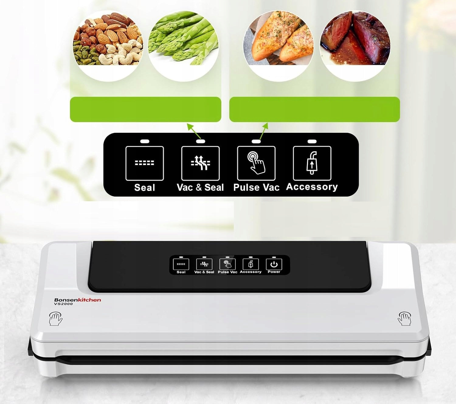 Bonsenkitchen VS2000 vacuum sealer for cooking and food 125W Manufacturer code VS2000