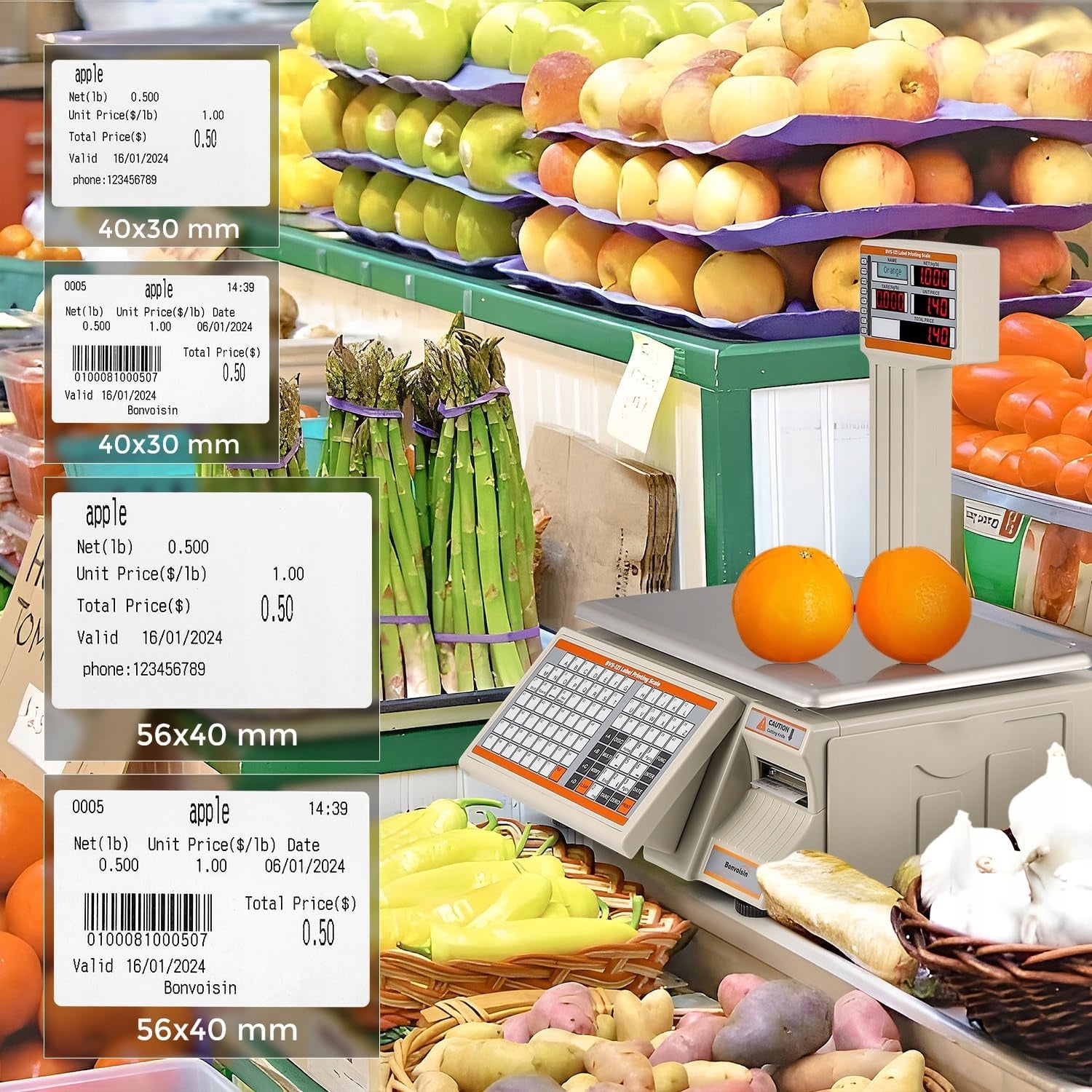 Bonvoisin Labelling scale 30 kg barcodes 4000 PLU shop Ethernet Brand no brand