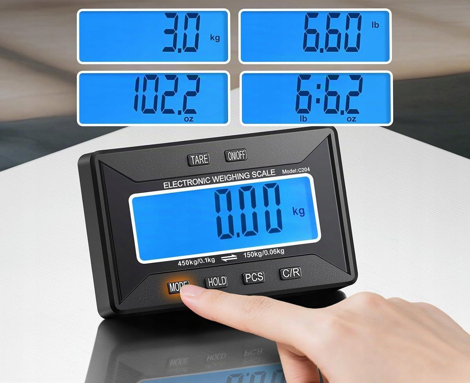 Bonvoisin wireless parcel scale 450 kg LCD range 10 m tare counting Brand Wagi Tarczyn