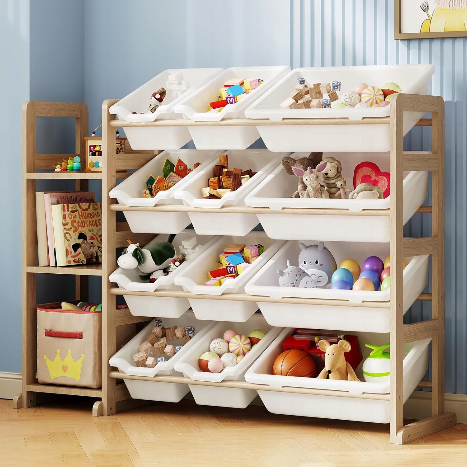 Bookcase Toys Children Books Organizer Basket Shelves Kids Room Packaging status original