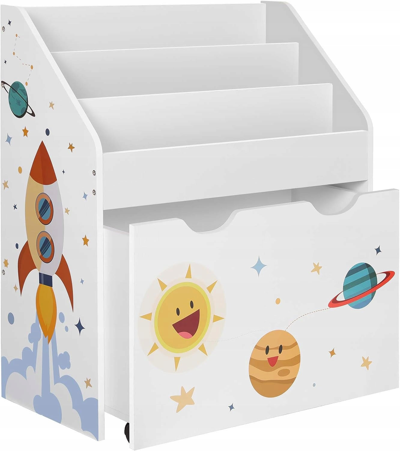 Bookcase shelf CHILDREN'S CABINET 62,5x29,5x70 with pull-out box organizer Brand Songmics