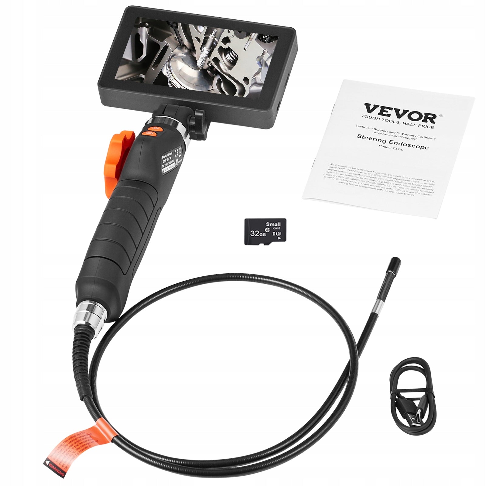 Borescope Endoscope Two-Way 180° Articulating 5" IPS 8X Zoom 6.4mm Lens Manufacturer code Kamera inspekcyjna endoskopowa