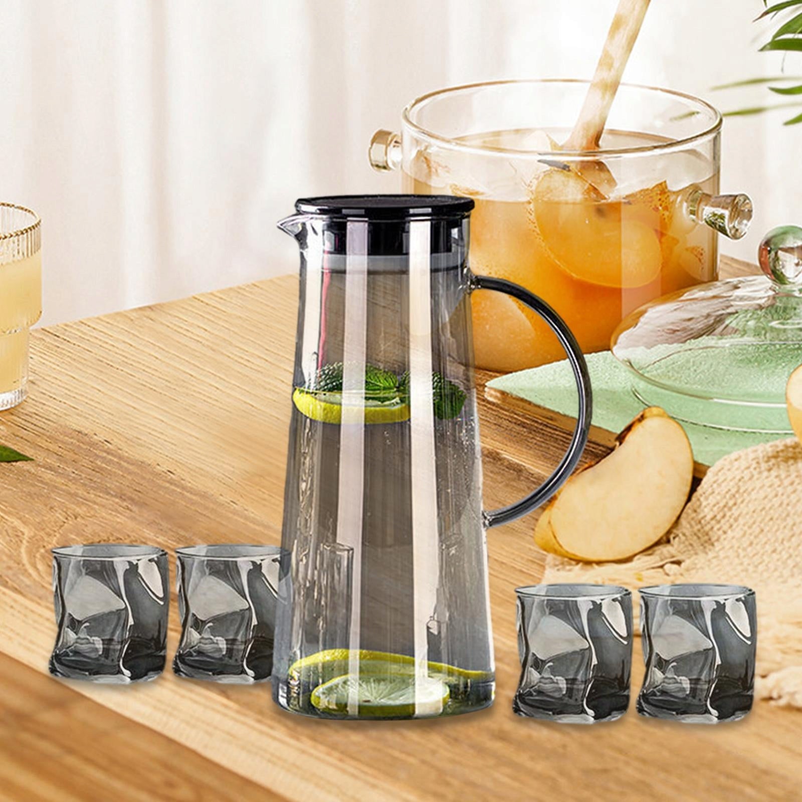 Borosilicate Glass Teapot 1450ml Portable Multipurpose Water with cups
