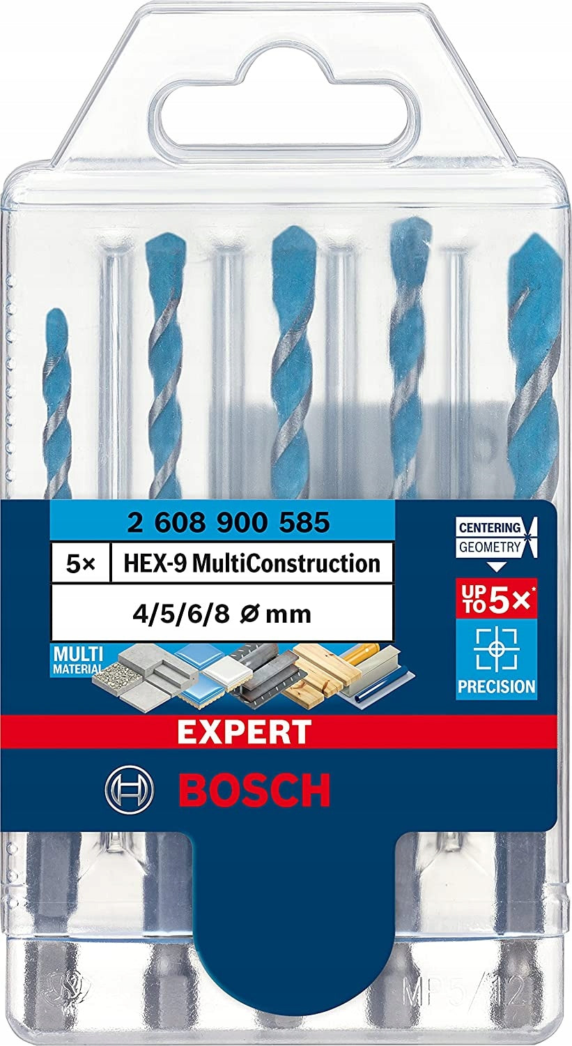 Bosch EXPERT HEX-9 MultiConstruction Drill Bit Set 4/5/6/6/8 mm 5 pieces Packaging status original