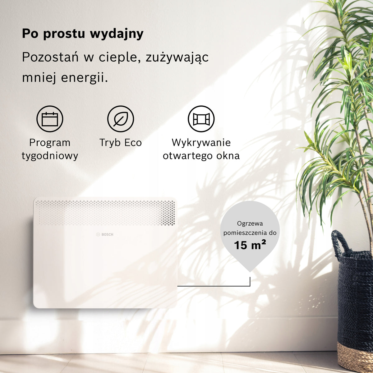 Bosch Heat Convector 4000-15, 1500 W, up to 15 m², LED, Child-friendly