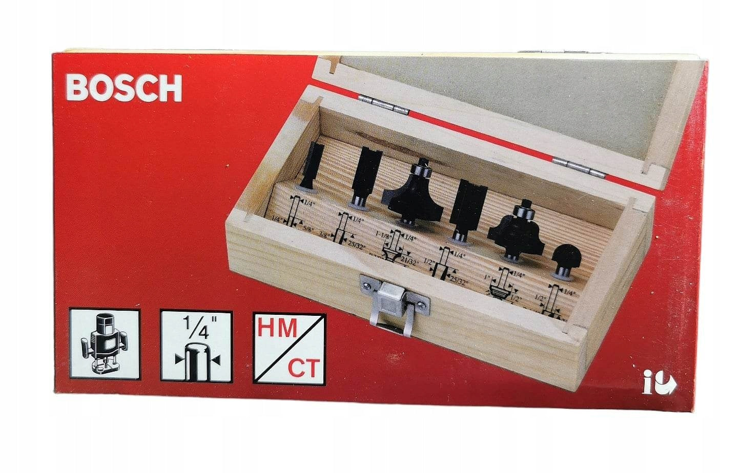 Bosch Wood cutter set shank 1/4'' 6 pcs. Brand Bosch