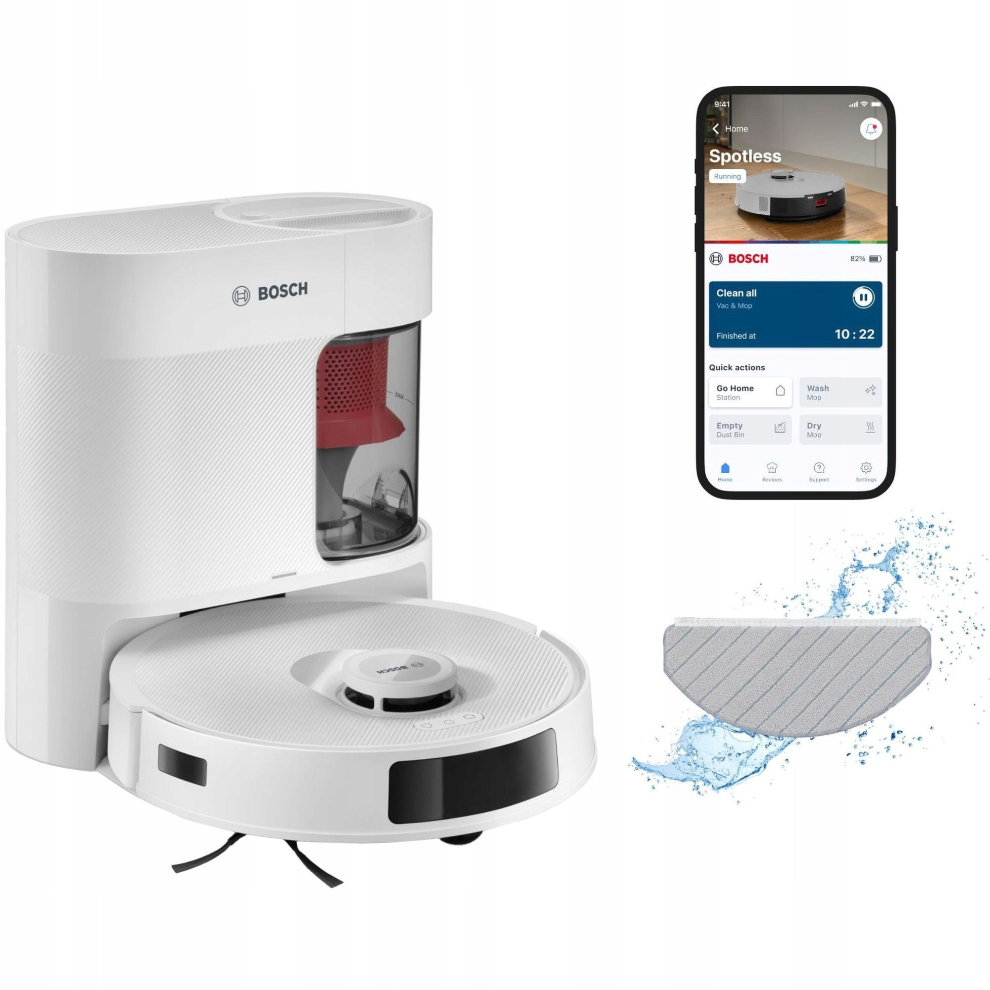 Bosch cleaning robot with mopping cleaning station emptying BCRD1W Manufacturer code BCRD1W