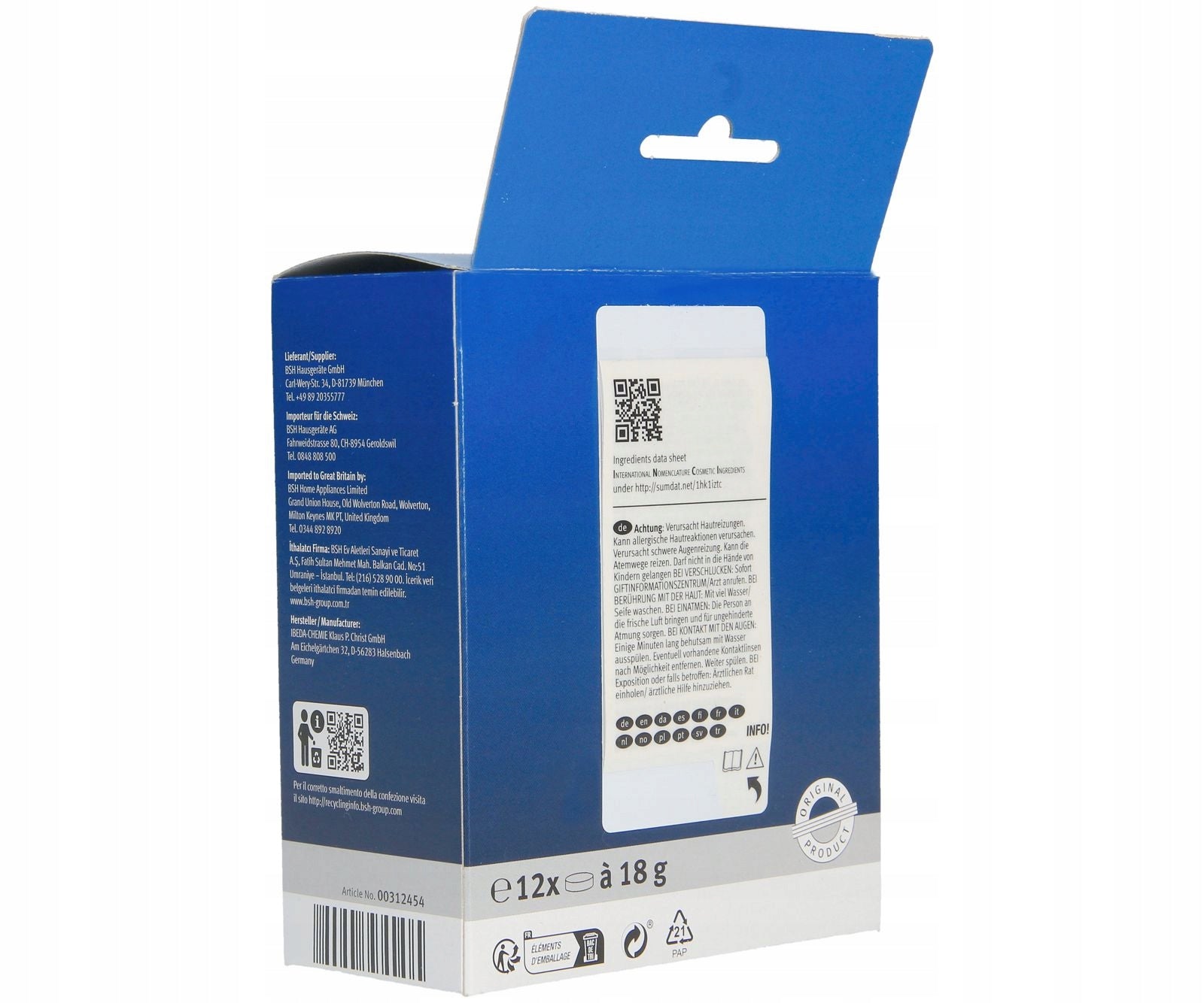Bosch descaling tablets for espresso machine Manufacturer code BS026024
