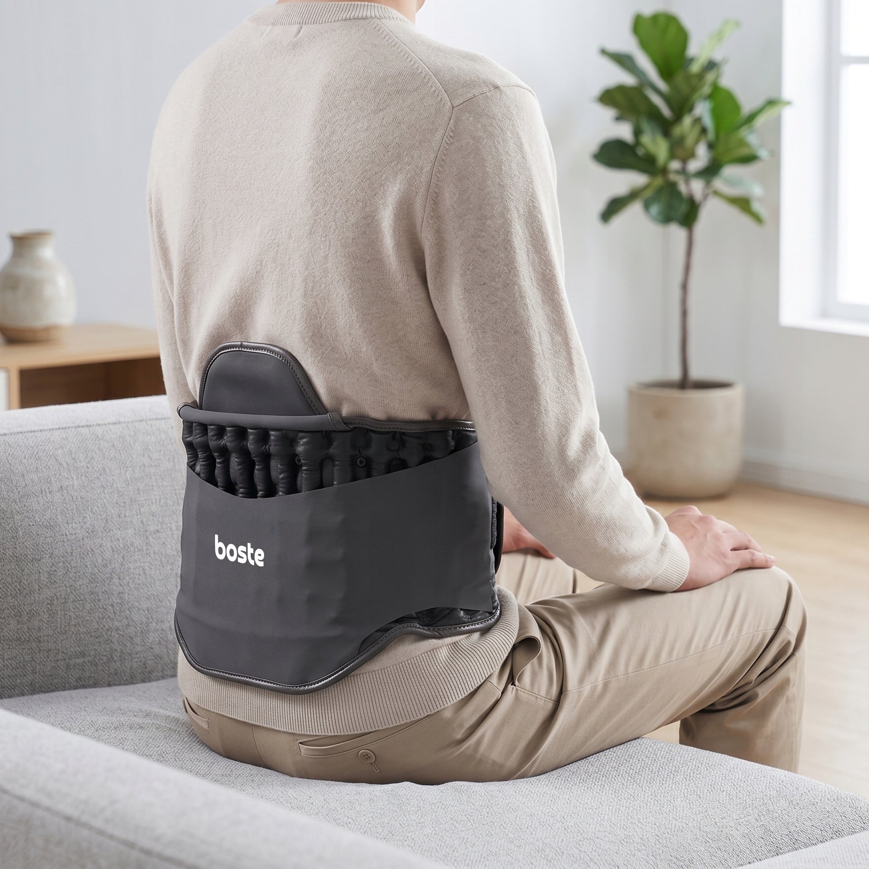 Boste Lumbar Belt Massaging Back Massager Spine Heating 3 Modes Packaging status original