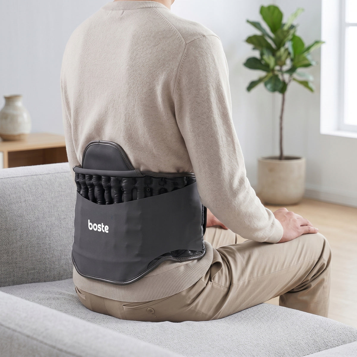 Boste Lumbar Belt Massaging Back Massager Spine Heating 3 Modes Packaging status original