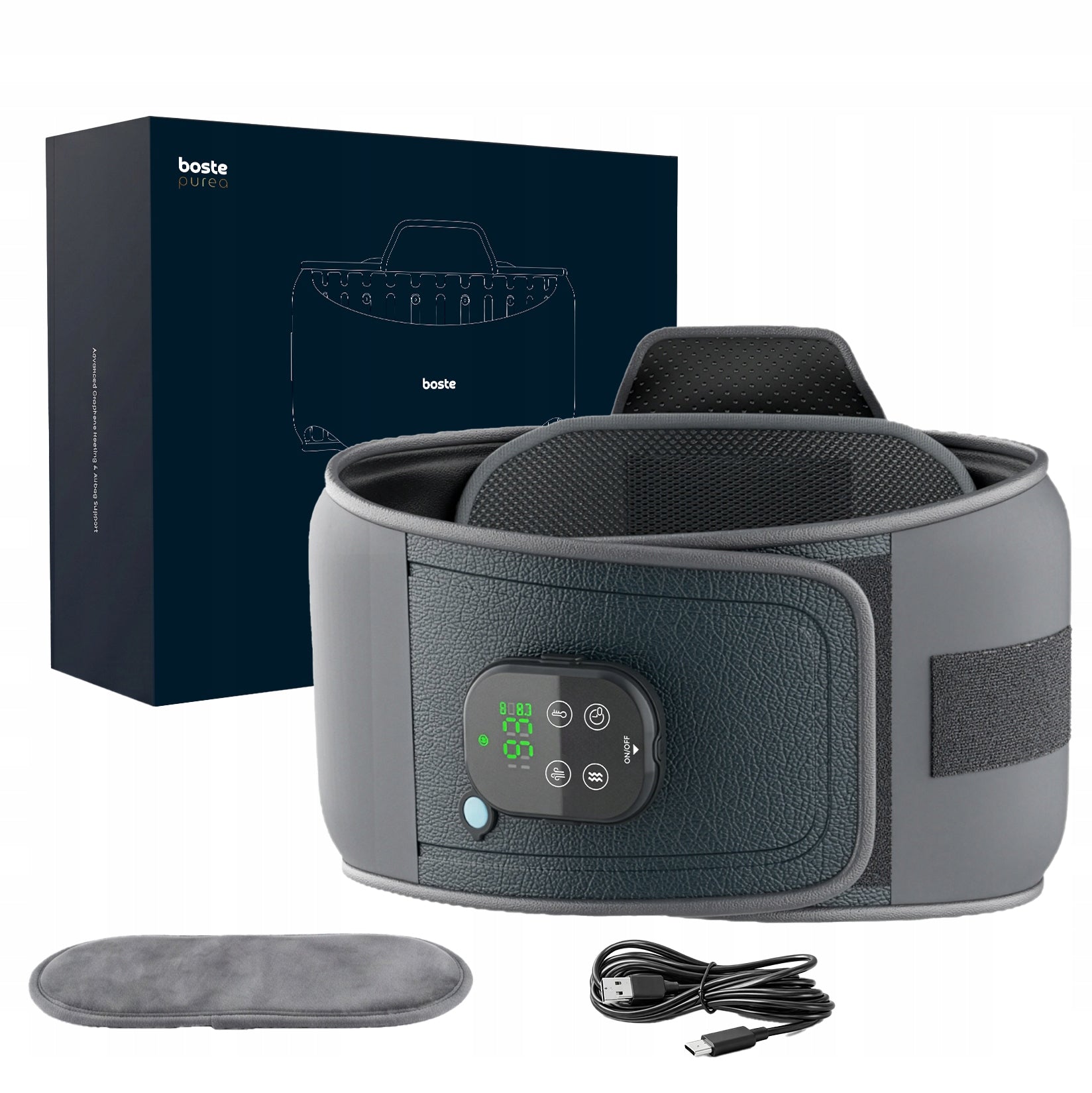 Boste Lumbar Belt Massaging Back Massager Spine Heating 3 Modes