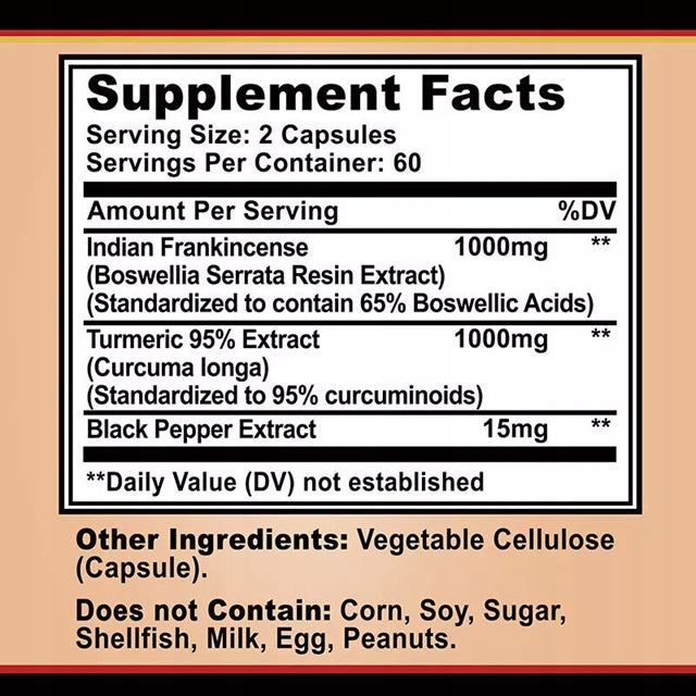 Boswellia Turmeric 2000mg - Joint Health, Joint Pain Relief, Support... Manufacturer code Buporai