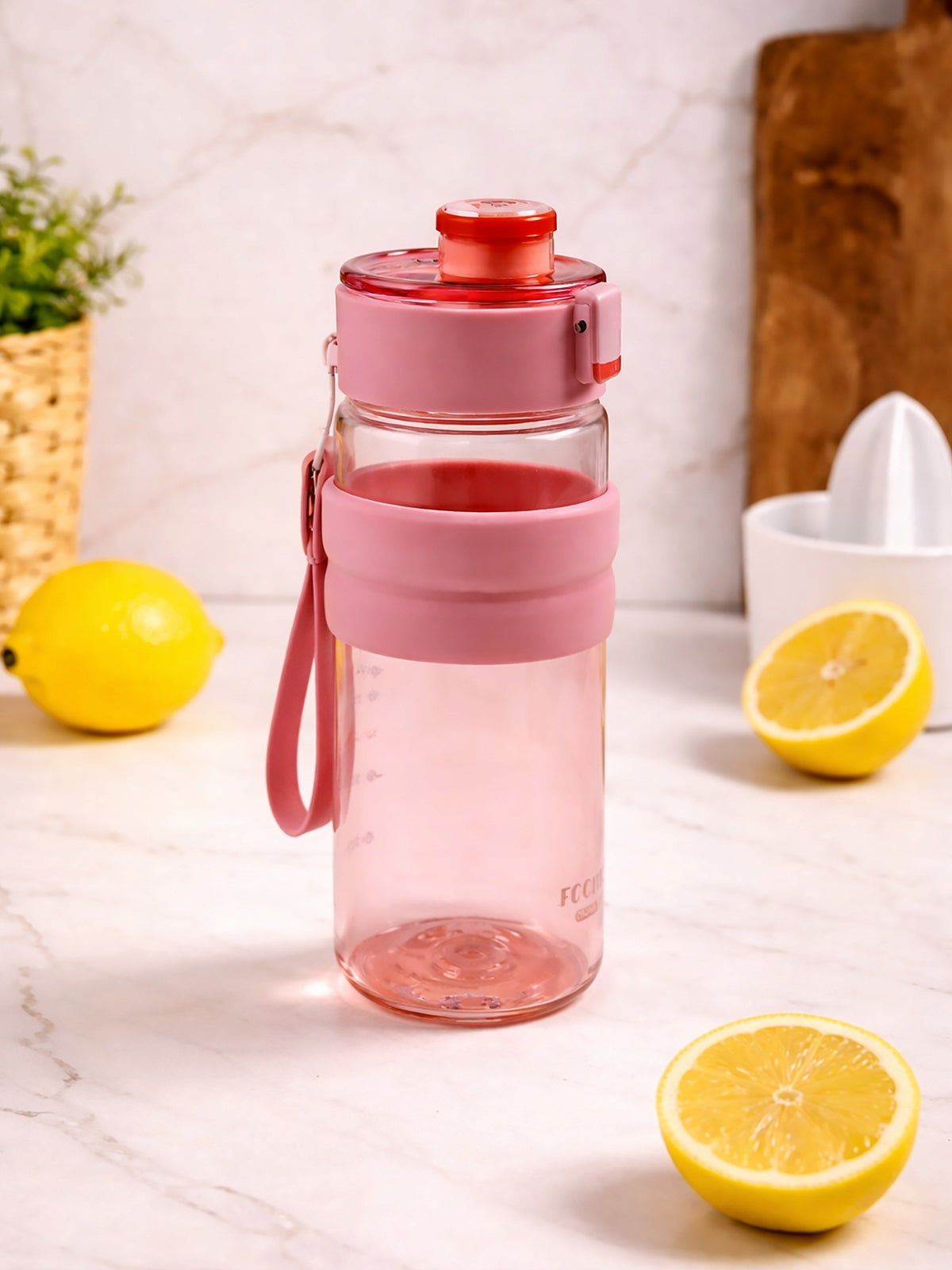 Bottle 750 ml Water Bottle Holder Measure Lock Raspberry Lid Brand no brand