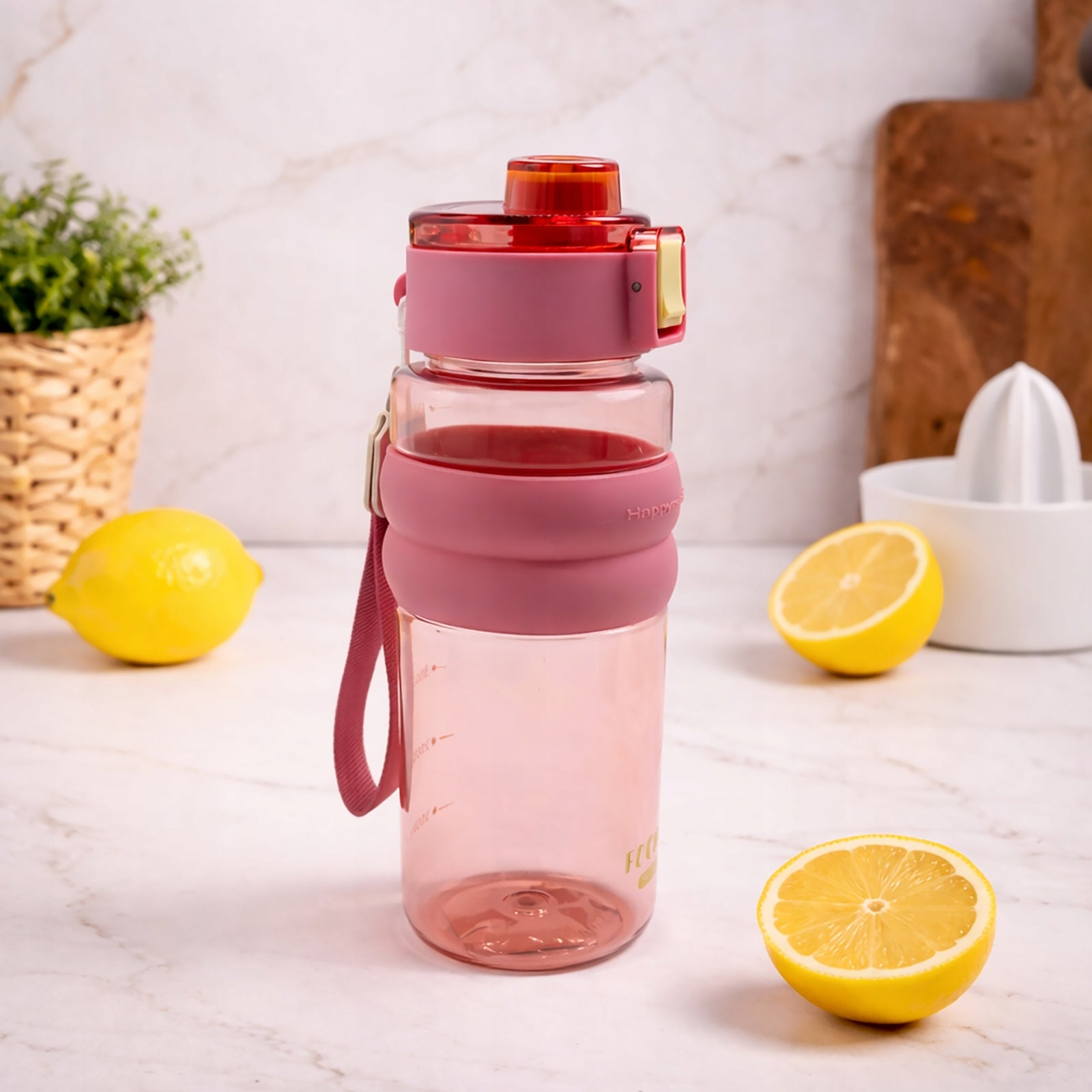 Bottle 750 ml Water Bottle Holder Measure Lock Raspberry Lid