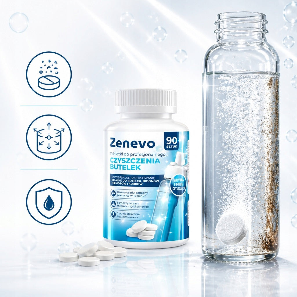 Bottle Cleaning Tablets Thermos Bottles Zenevo 90pcs - Removes Sediments Manufacturer code Tabletki do czyszczenia butelek 90 szt Zenevo