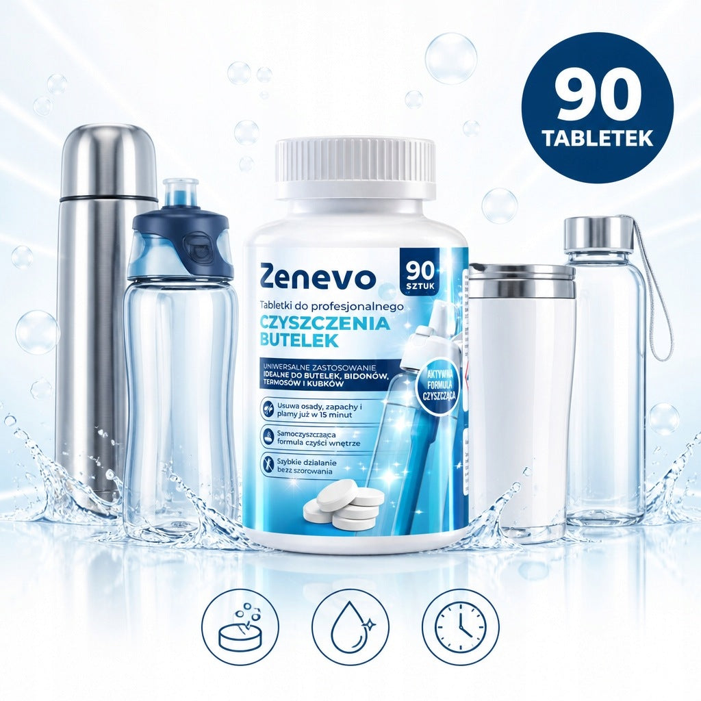 Bottle Cleaning Tablets Thermos Bottles Zenevo 90pcs - Removes Sediments Packaging status original