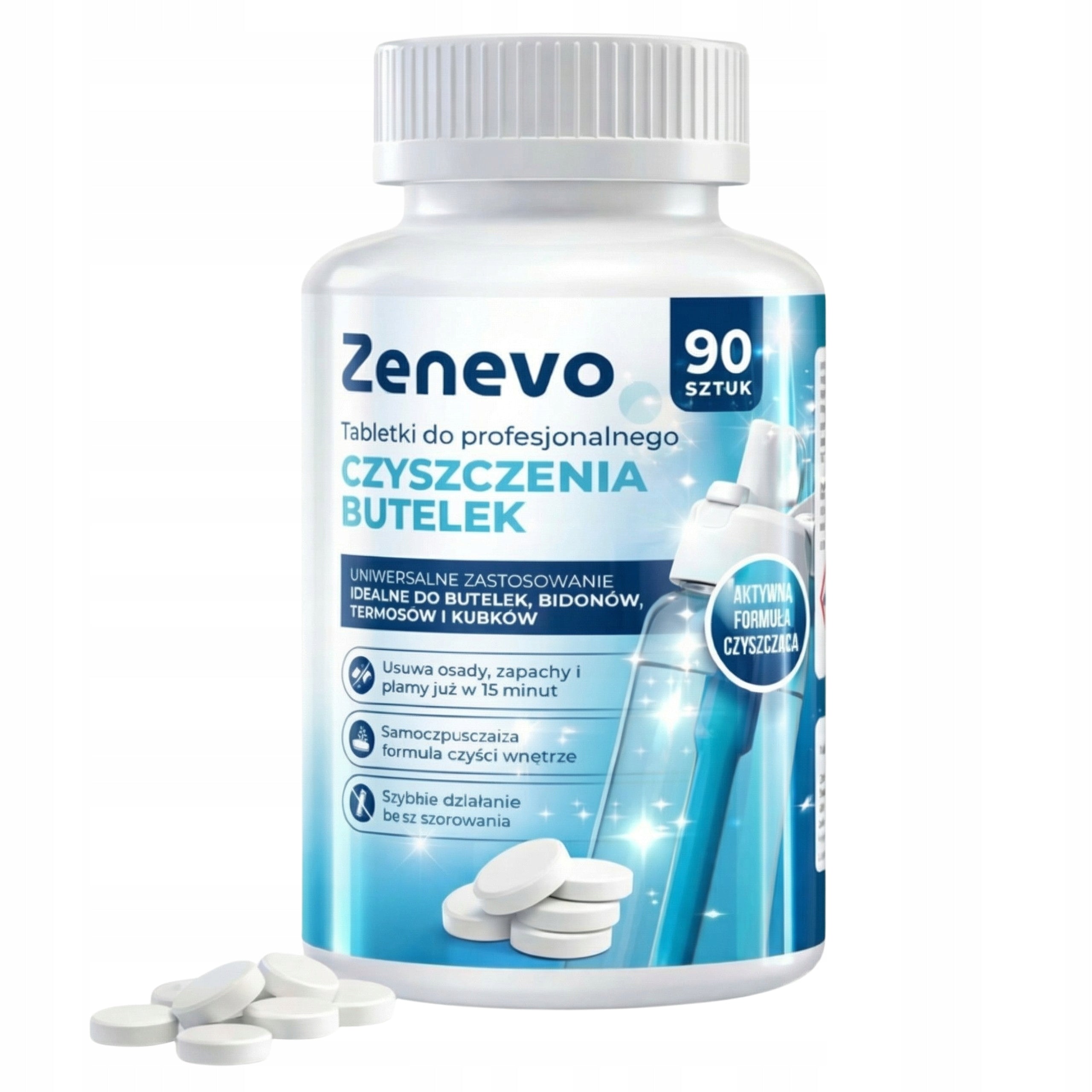 Bottle Cleaning Tablets Thermos Bottles Zenevo 90pcs - Removes Sediments