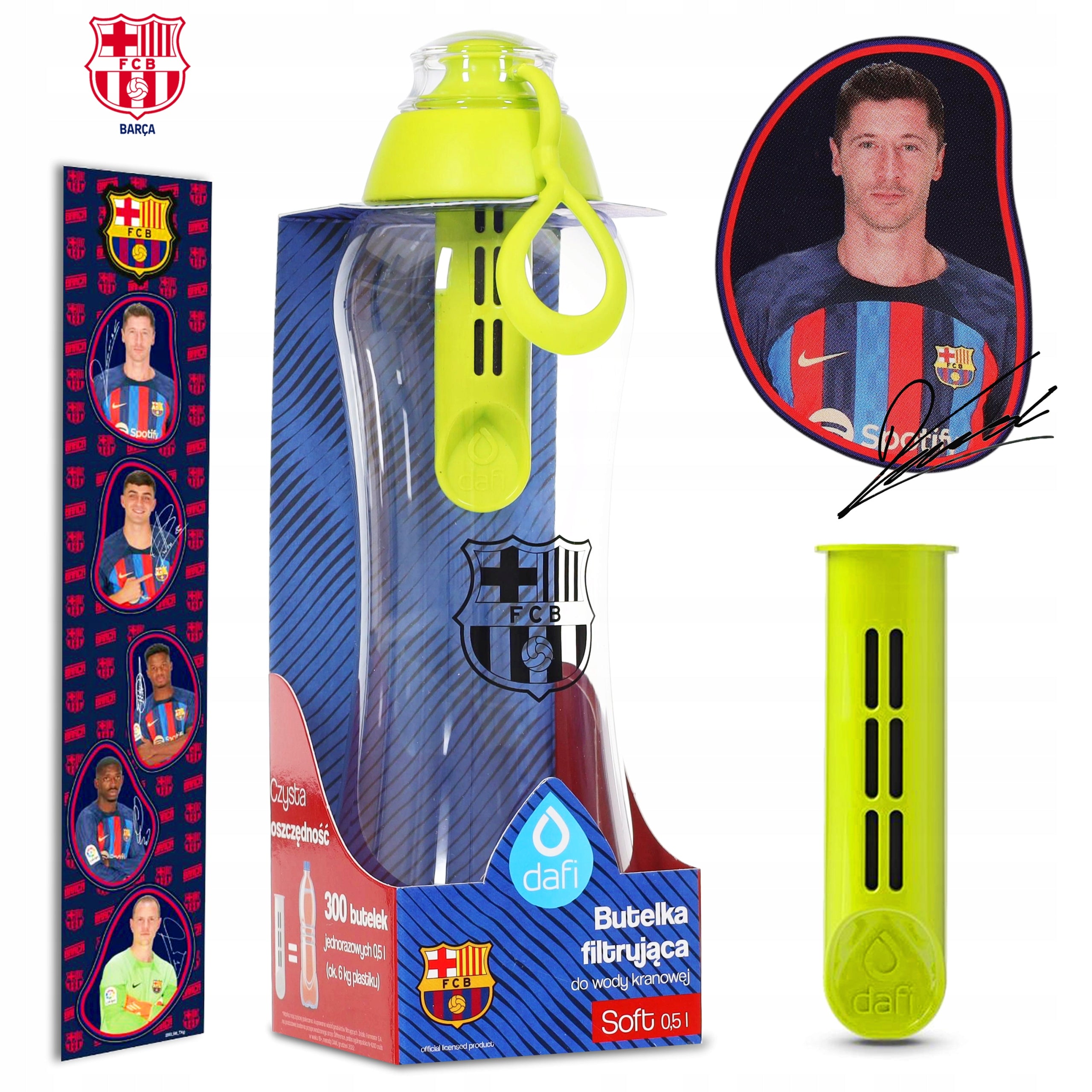 Bottle LEWANDOWSKI Dafi FC Barcelona 0,5l+1 filter