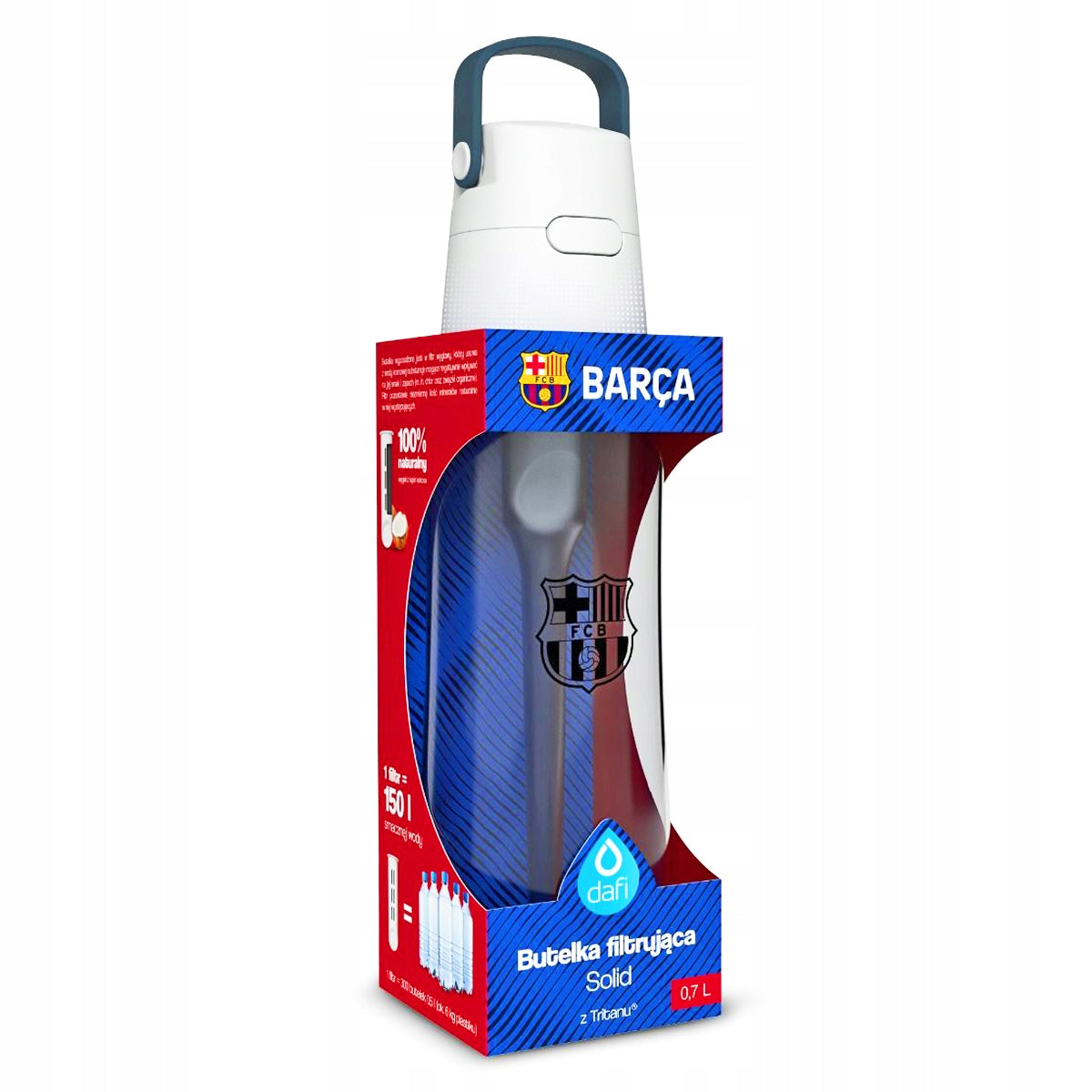 Bottle LEWANDOWSKI Dafi FC Barcelona 0,7l JEANS Manufacturer code D.BUT.FIL.SOLID.0.7.FC.JEANS.P
