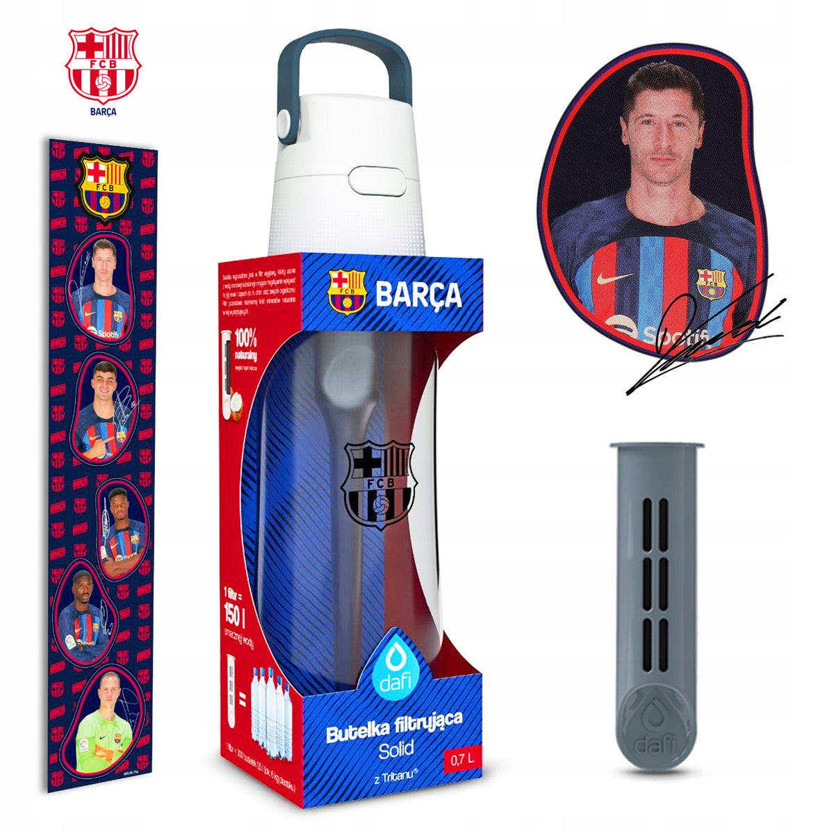 Bottle LEWANDOWSKI Dafi FC Barcelona 0,7l JEANS