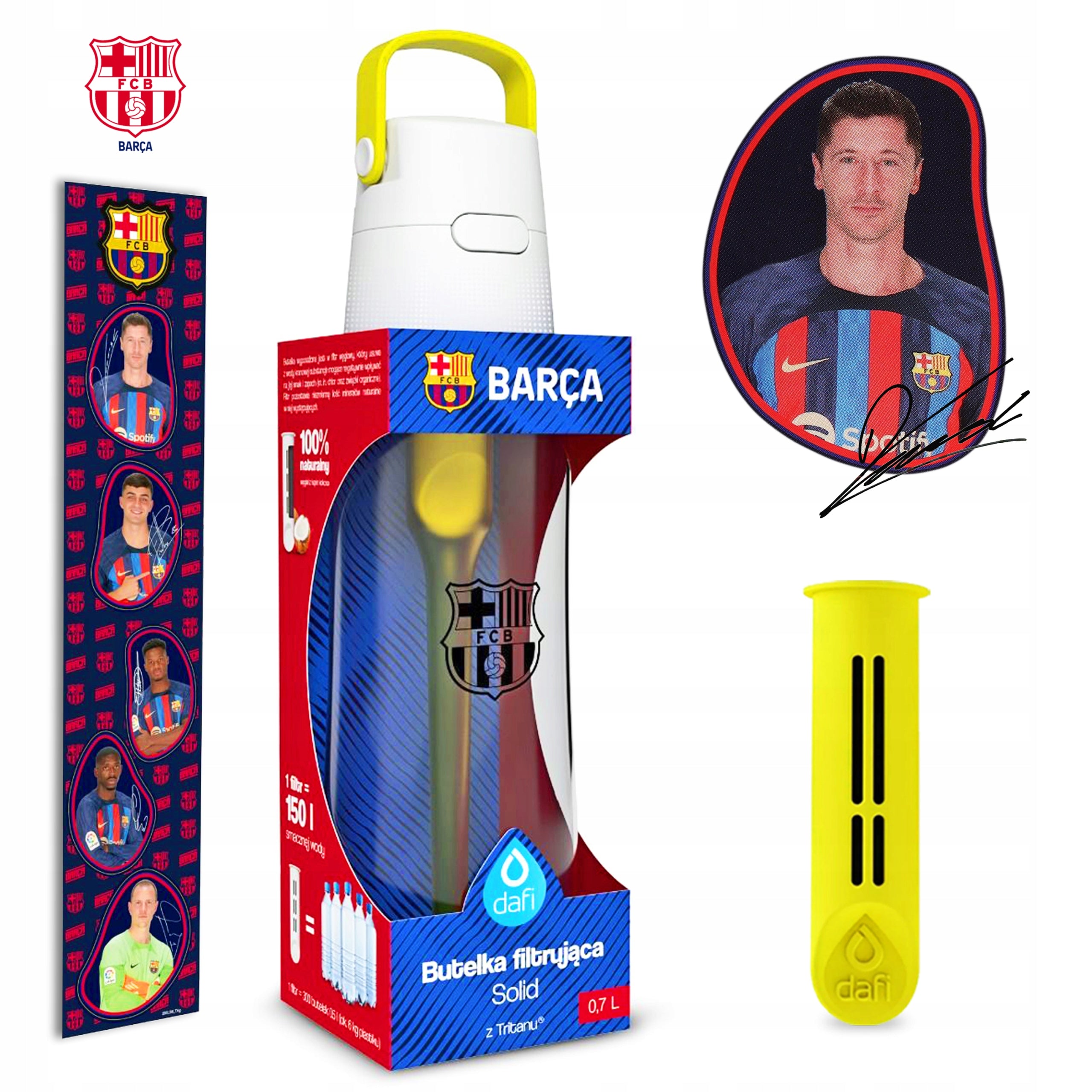 Bottle LEWANDOWSKI Dafi FC Barcelona 0,7l YELLOW