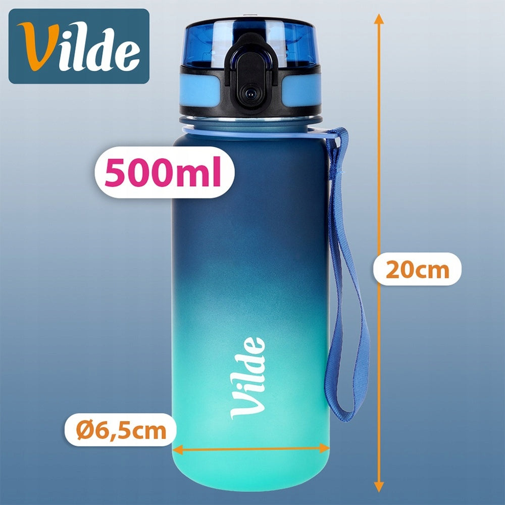 Bottle WATER BOTTLE sealed drinks with graduation sports travel 500 ml Color blue