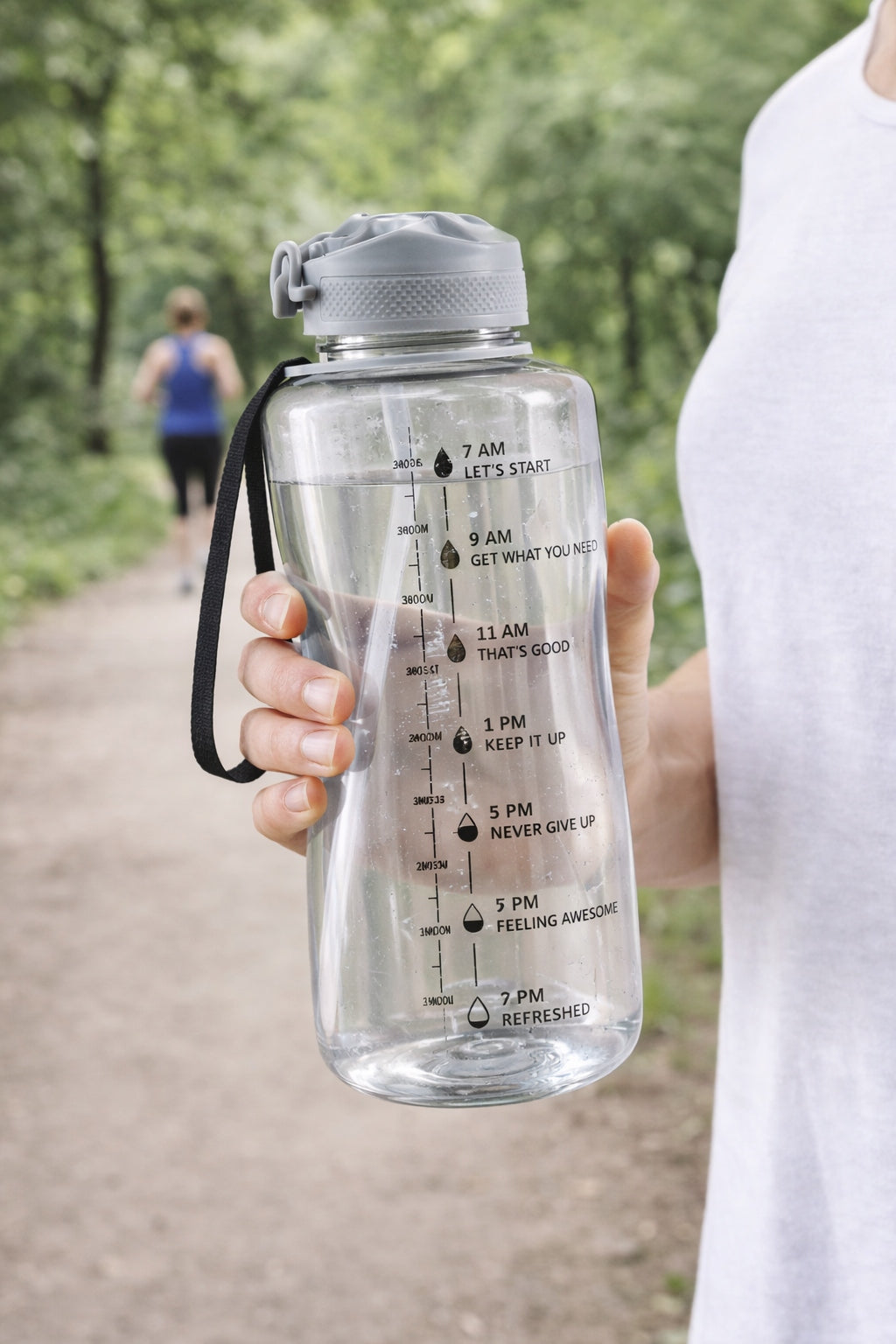 Bottle Water Bottle 2L CRIVIT Grey With Straw Mouthpiece BPA FREE with Measure Model GREY