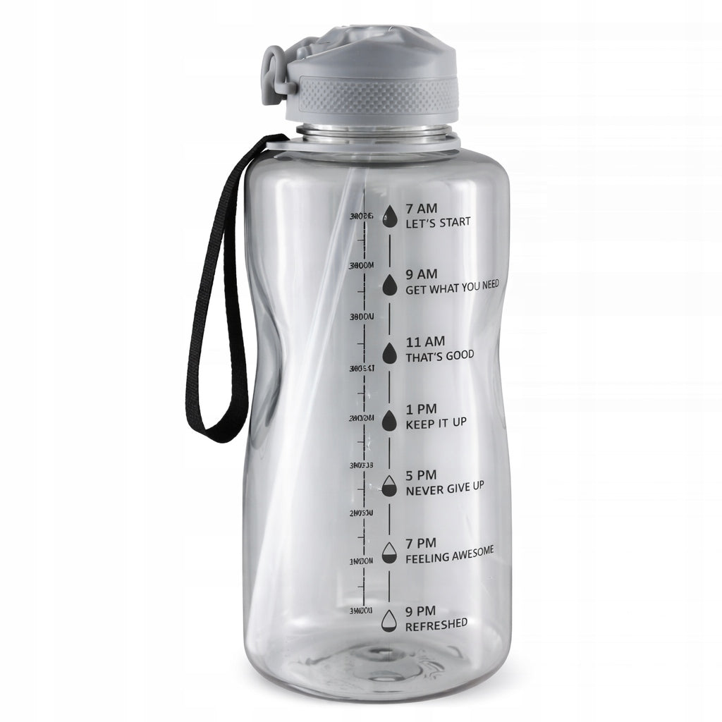 Bottle Water Bottle 2L CRIVIT Grey With Straw Mouthpiece BPA FREE with Measure