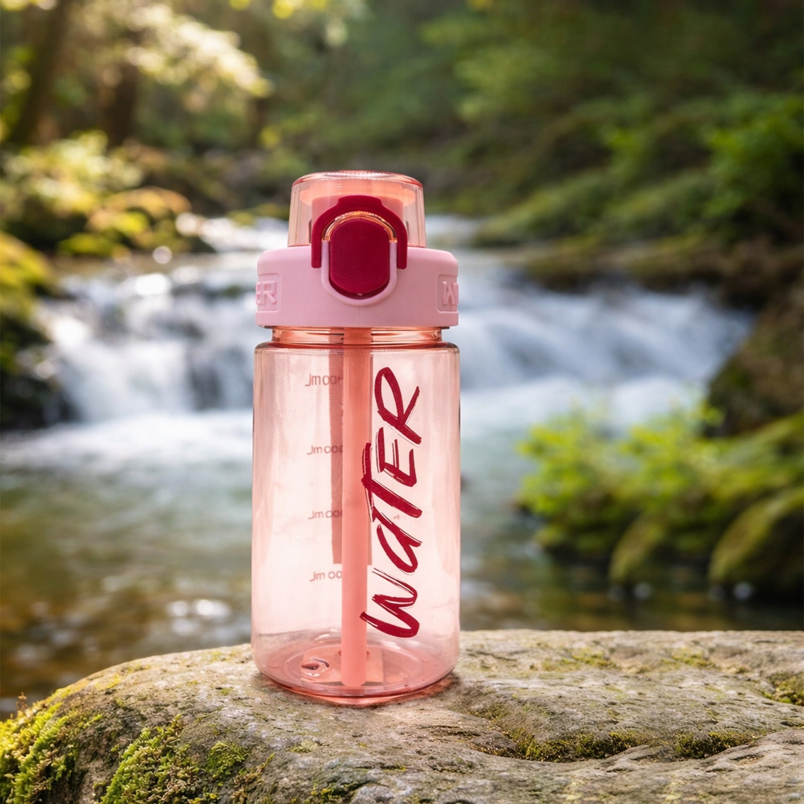 Bottle Water Bottle Small 400ml Mouthpiece 2in1 Lock Lid Holder Roses