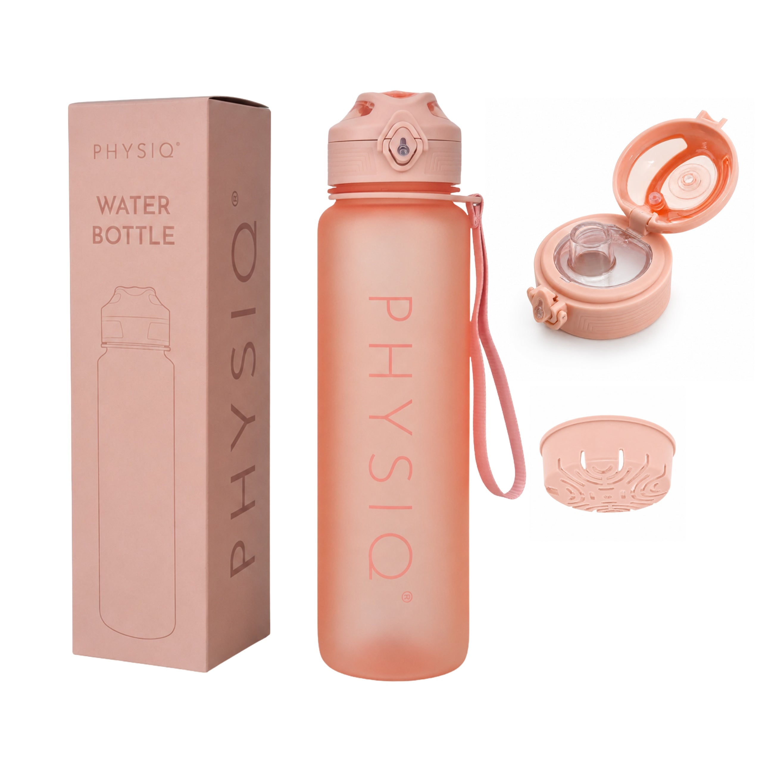 Bottle Water Bottle Tritan Airtight Measure 1000ml BPA Free PEACH